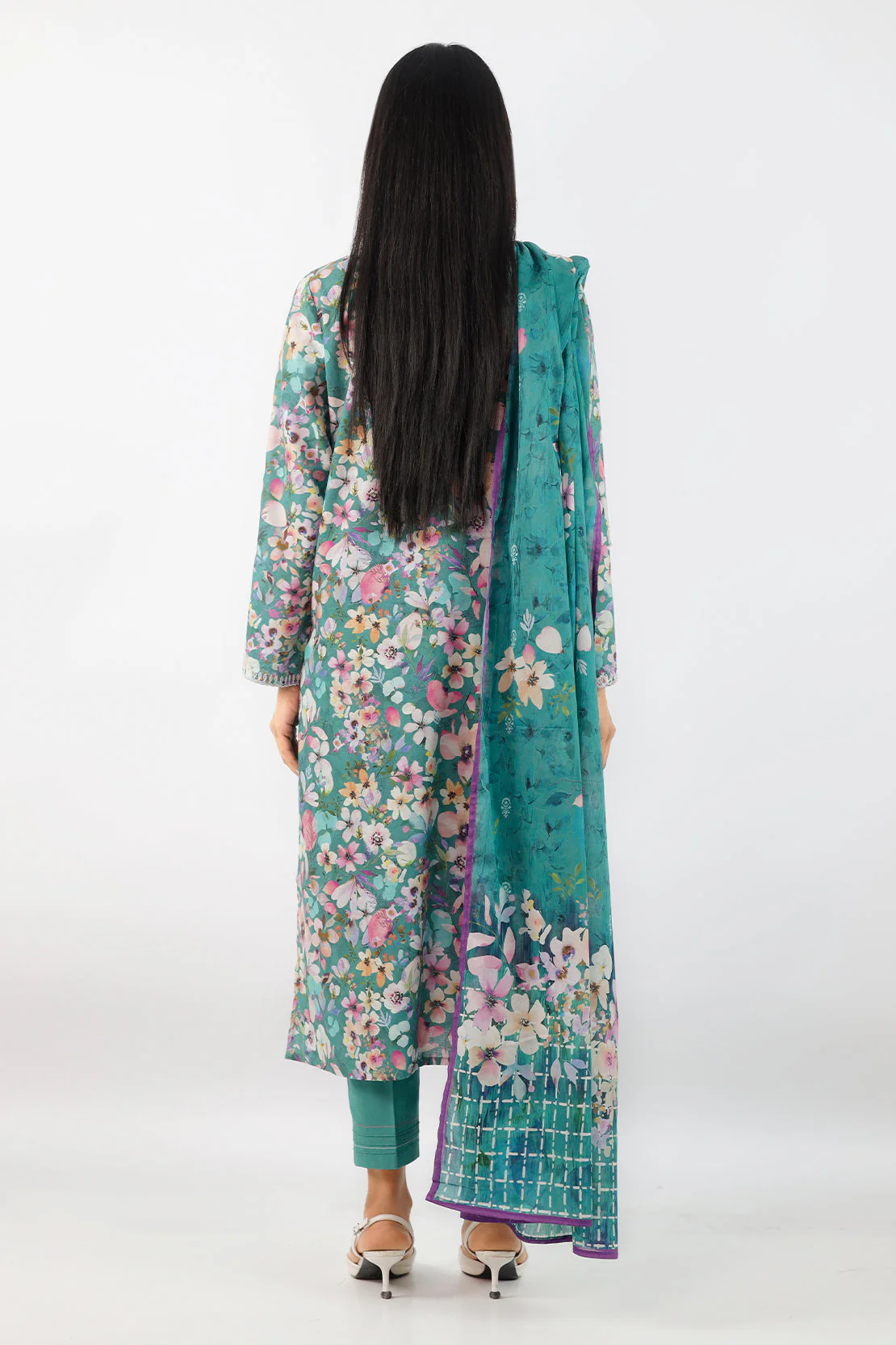 Embroidered Cotton Jacquard Stitched 2 Piece (Shirt/Trouser) - Image 3
