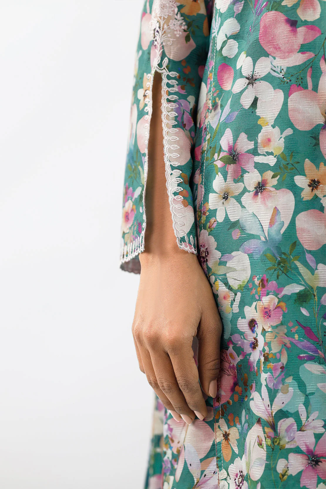 Embroidered Cotton Jacquard Stitched 2 Piece (Shirt/Trouser) - Image 5