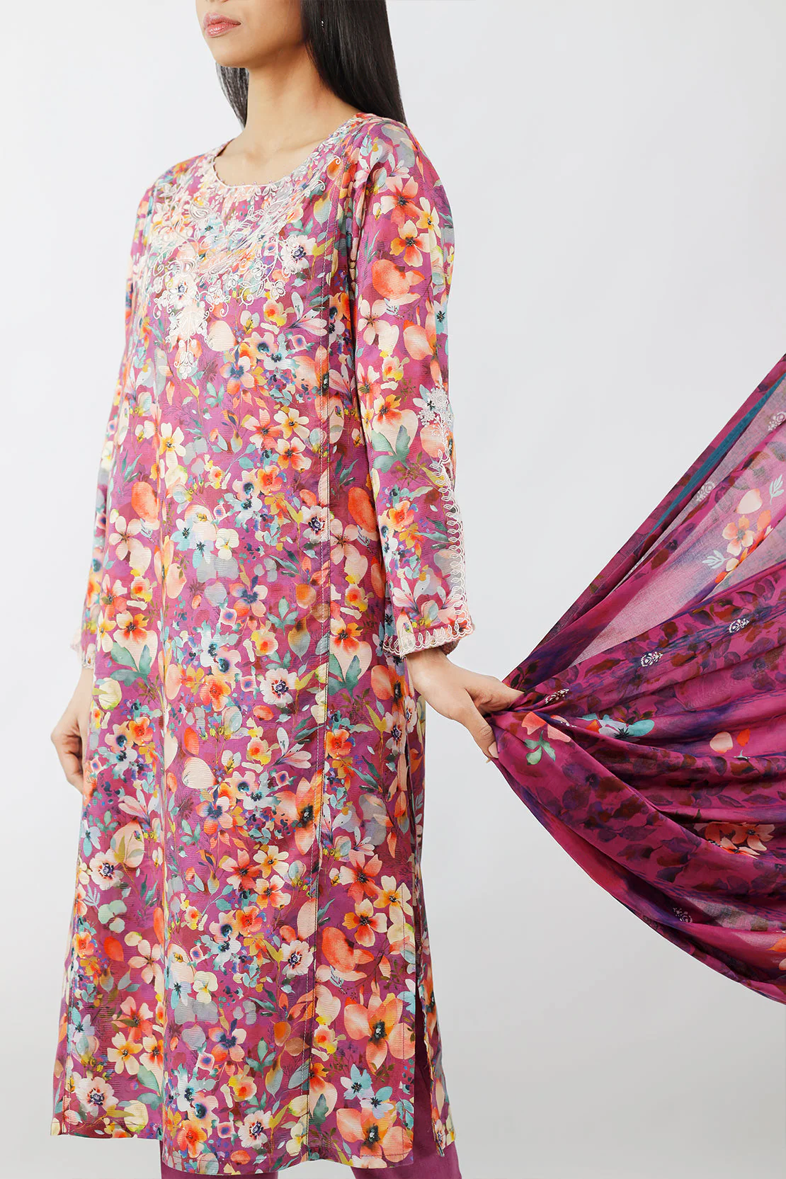 Embroidered Cotton Jacquard Stitched 2 Piece (Shirt/Trouser) - Image 6
