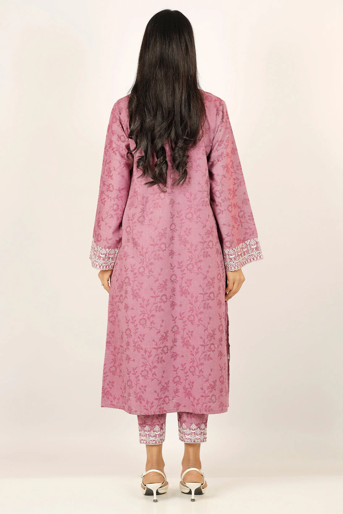 Embroidered Cotton Jacquard Stitched 2 Piece (Shirt/Trouser) - Image 3