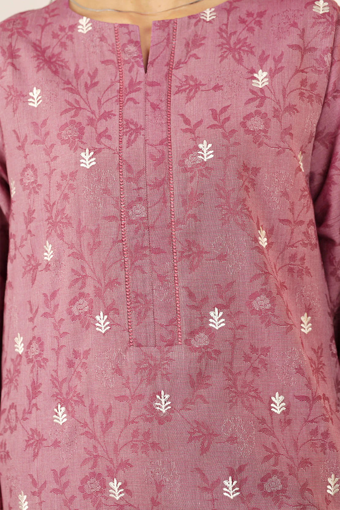 Embroidered Cotton Jacquard Stitched 2 Piece (Shirt/Trouser) - Image 5