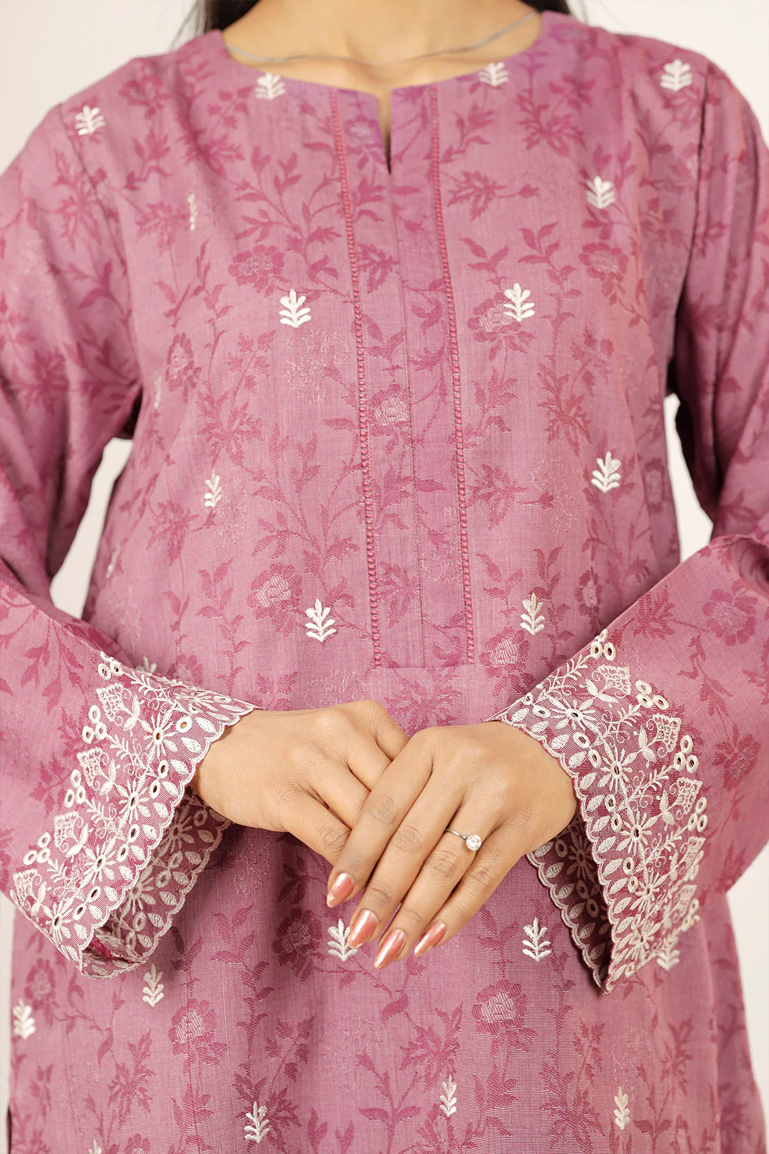 Embroidered Cotton Jacquard Stitched 2 Piece (Shirt/Trouser) - Image 6