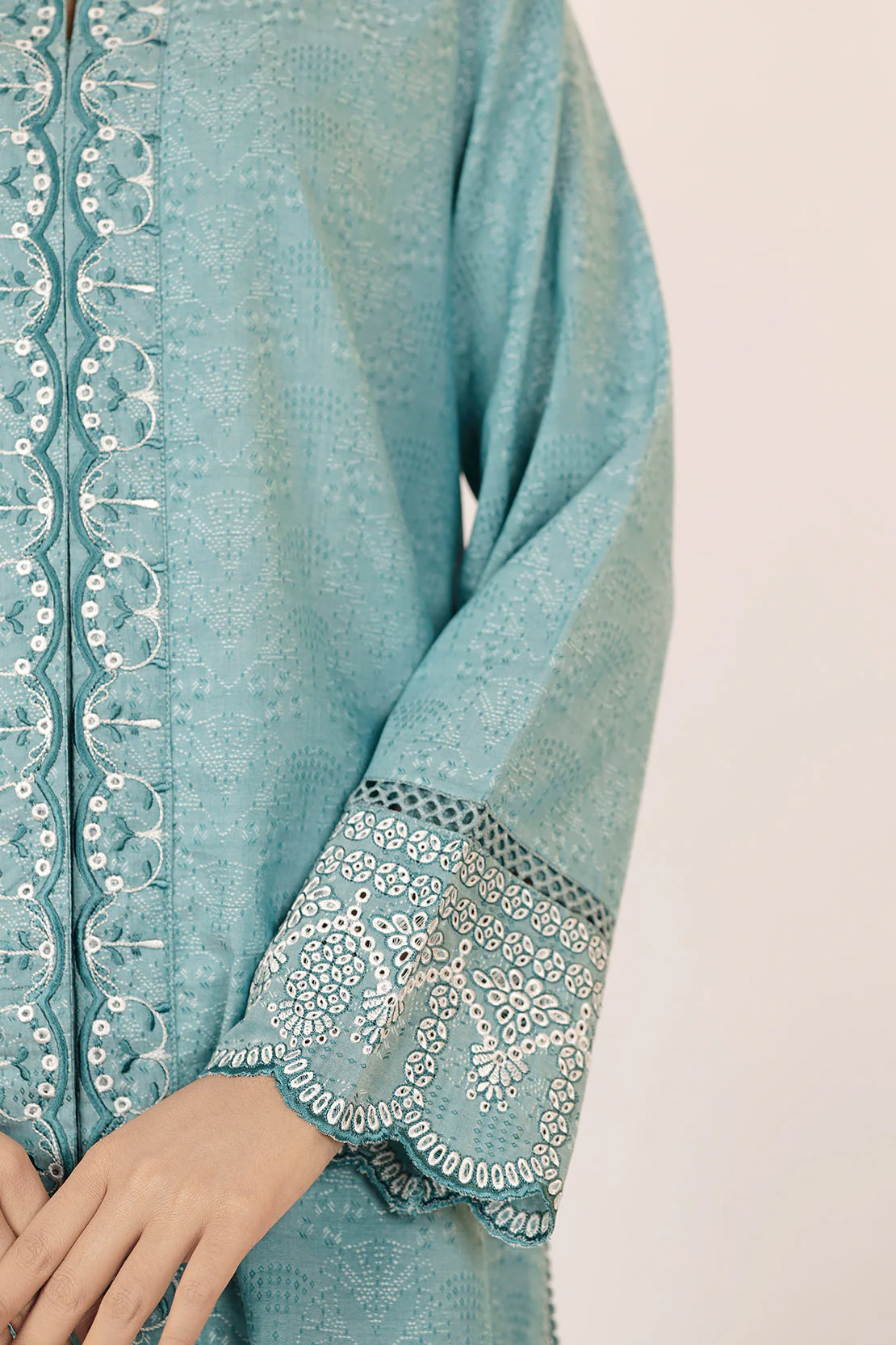 Embroidered Cotton Jacquard Stitched 2 Piece (Shirt/Trouser) - Image 6
