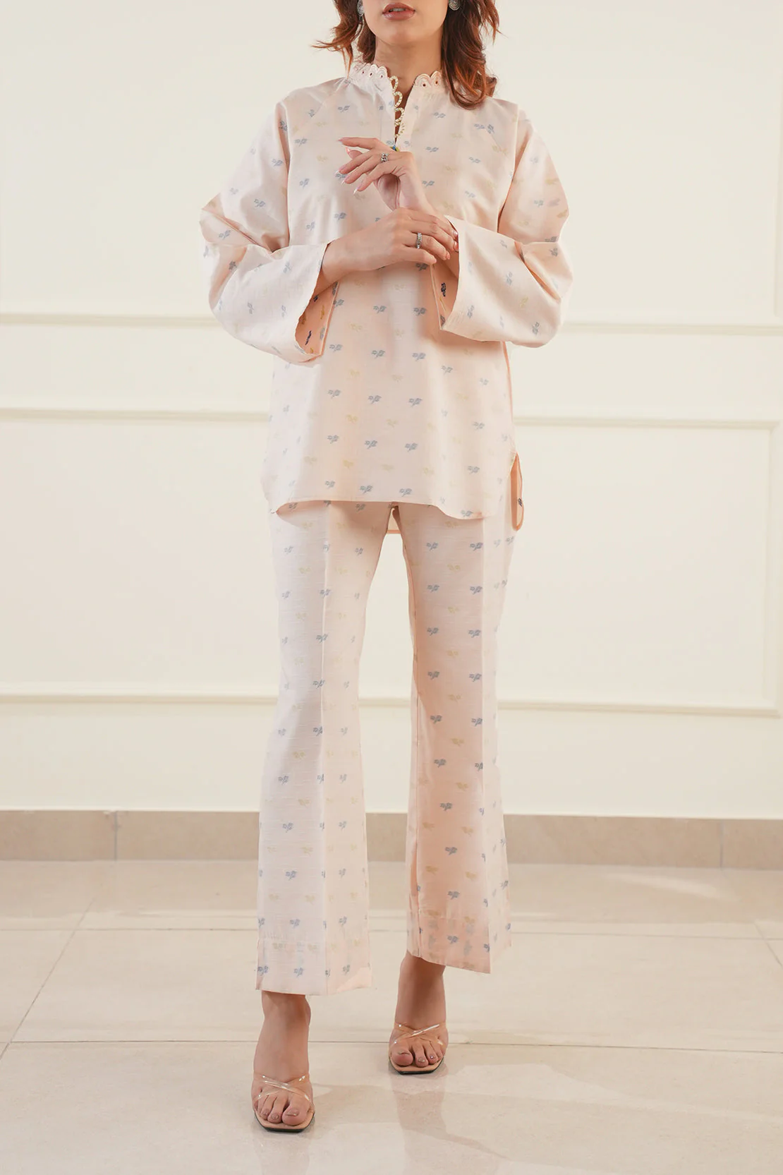 Embroidered Cotton Jacquard Stitched 2 Piece (Shirt/Trouser)