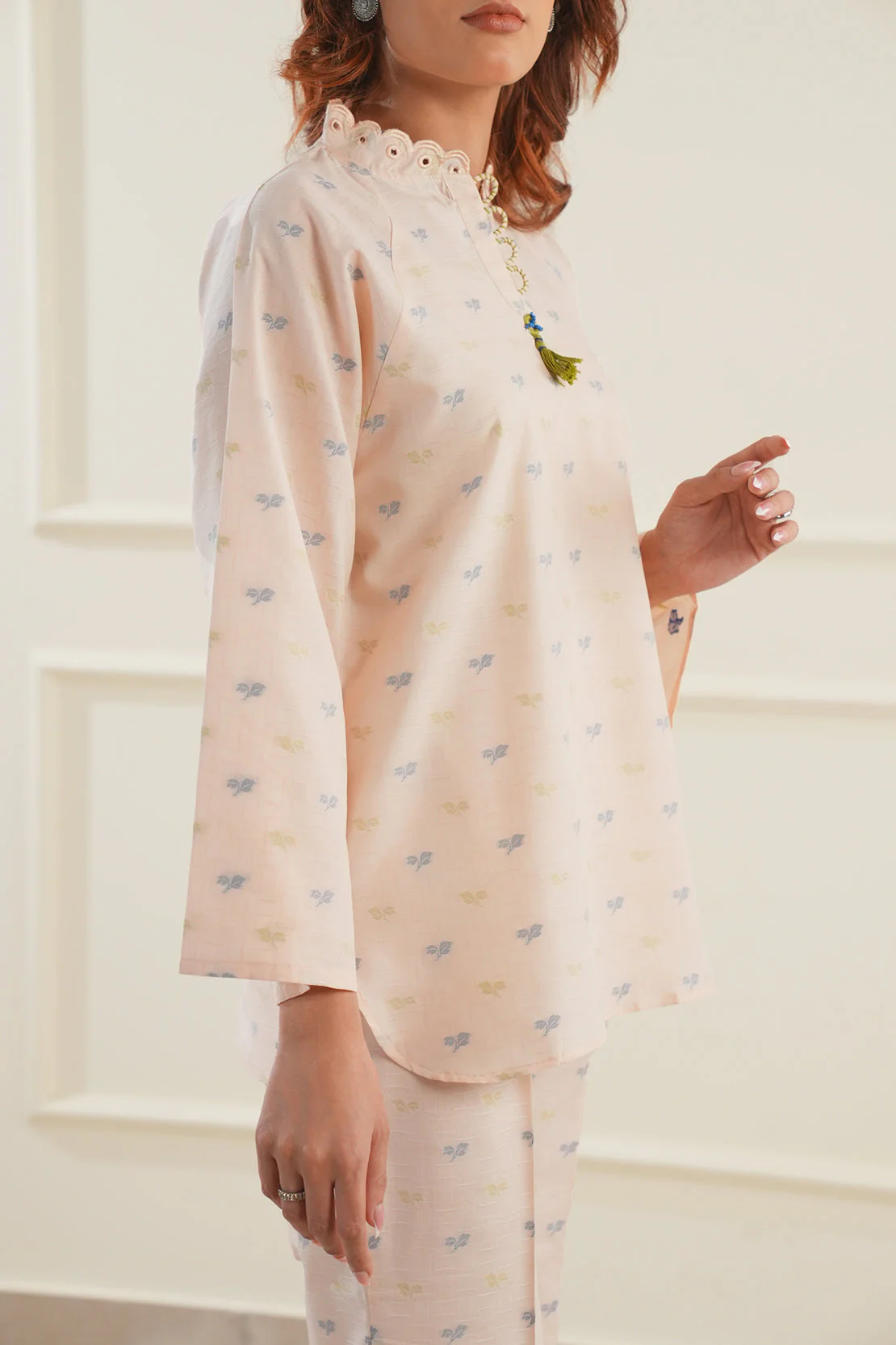 Embroidered Cotton Jacquard Stitched 2 Piece (Shirt/Trouser) - Image 5