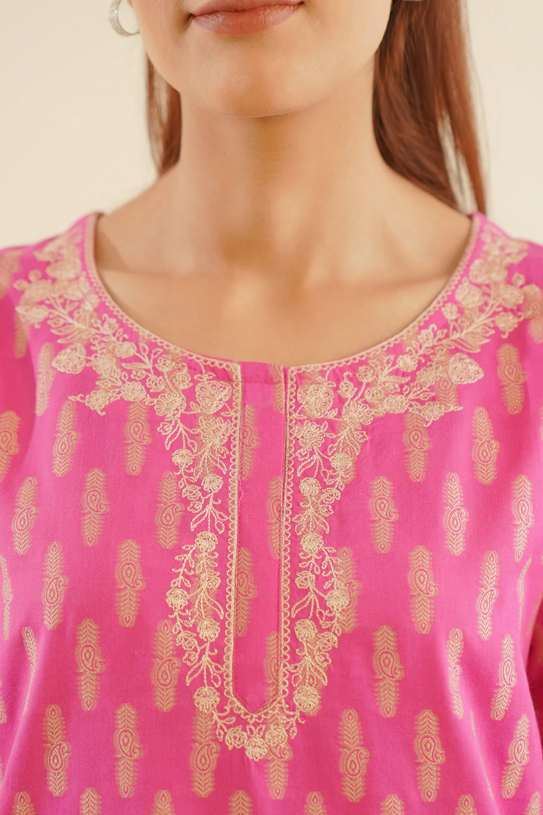 Embroidered Cotton Jacquard Stitched 2 Piece (Shirt/Trouser) - Image 5