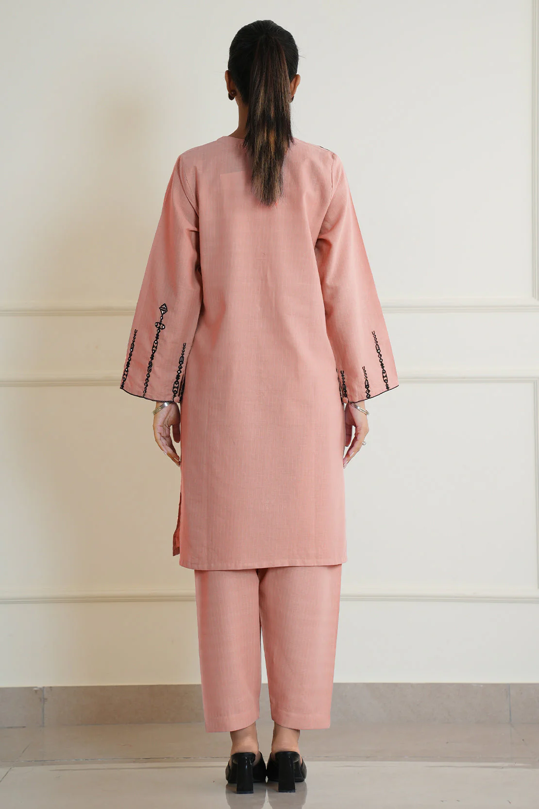 Embroidered Cotton Jacquard Stitched 2 Piece (Shirt/Trouser) - Image 5