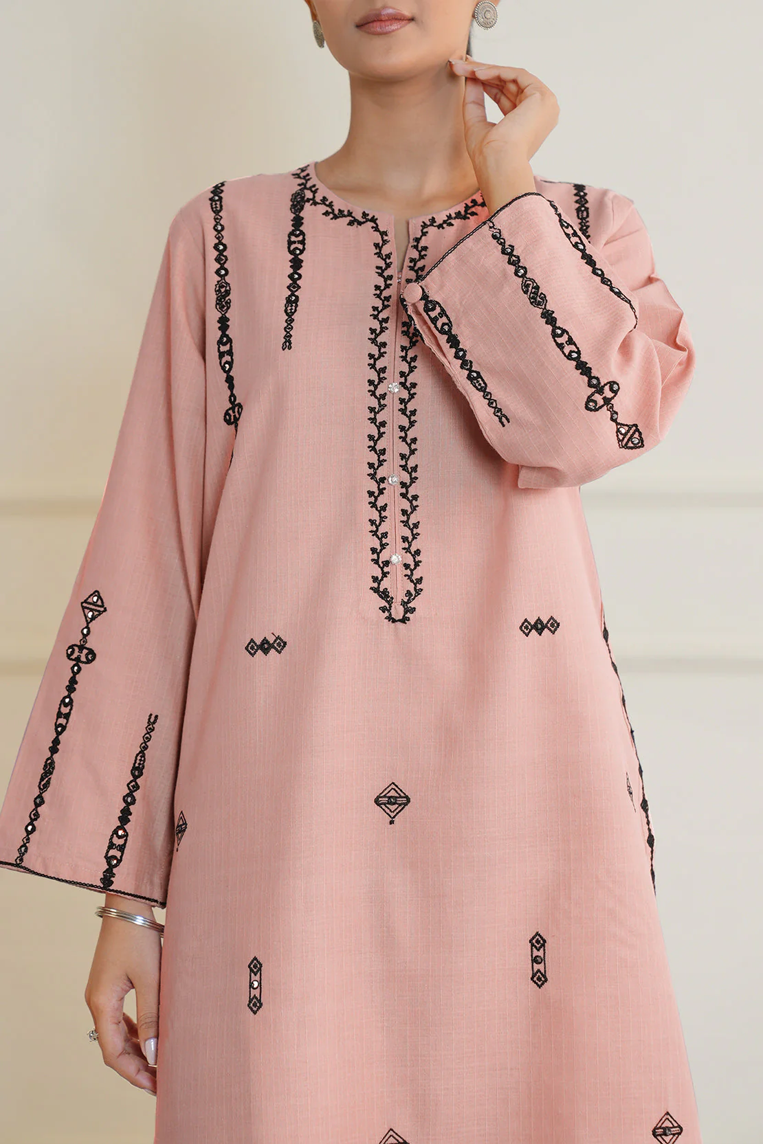 Embroidered Cotton Jacquard Stitched 2 Piece (Shirt/Trouser) - Image 6