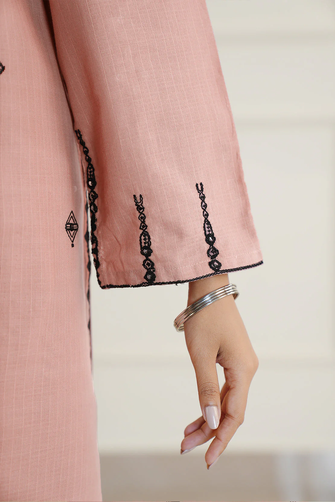Embroidered Cotton Jacquard Stitched 2 Piece (Shirt/Trouser) - Image 8