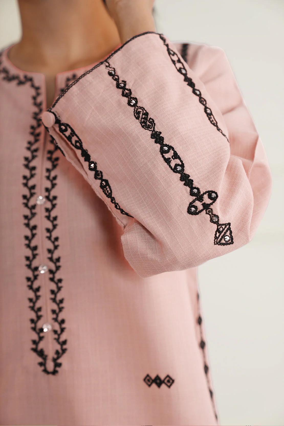 Embroidered Cotton Jacquard Stitched 2 Piece (Shirt/Trouser) - Image 9