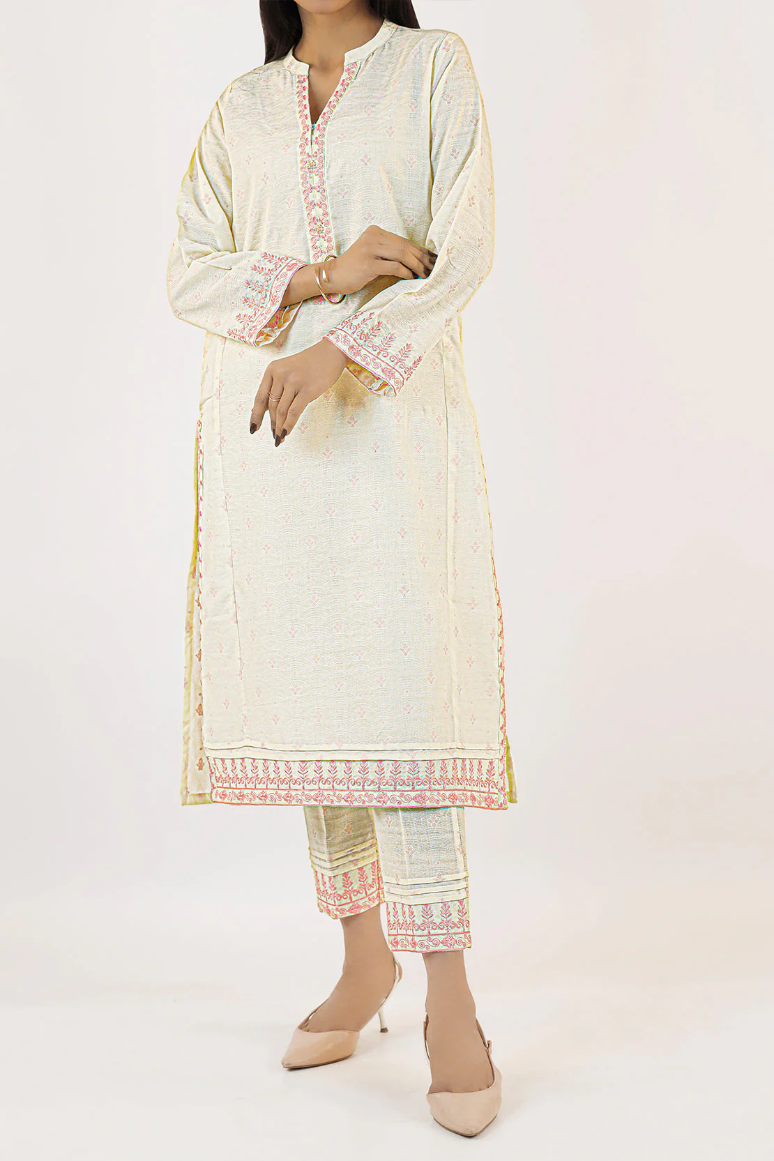 Embroidered Cotton Jacquard Stitched 2 Piece (Shirt/Trouser)