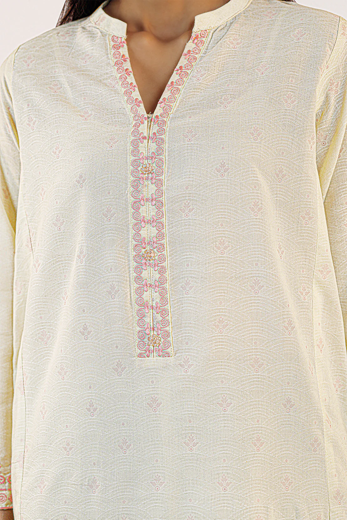 Embroidered Cotton Jacquard Stitched 2 Piece (Shirt/Trouser) - Image 4
