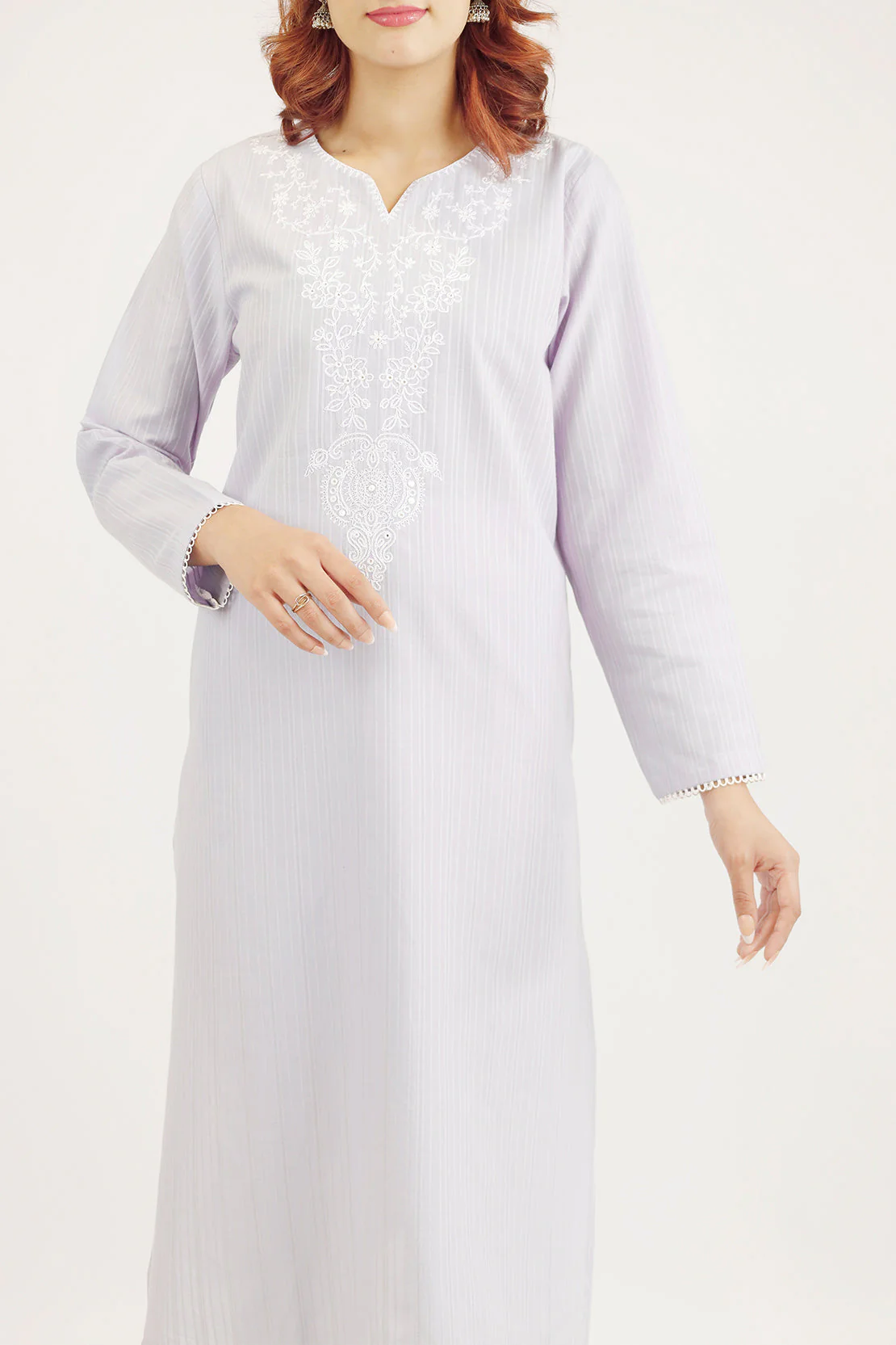 Embroidered Cotton Jacquard Stitched 2 Piece (Shirt/Trouser) - Image 3