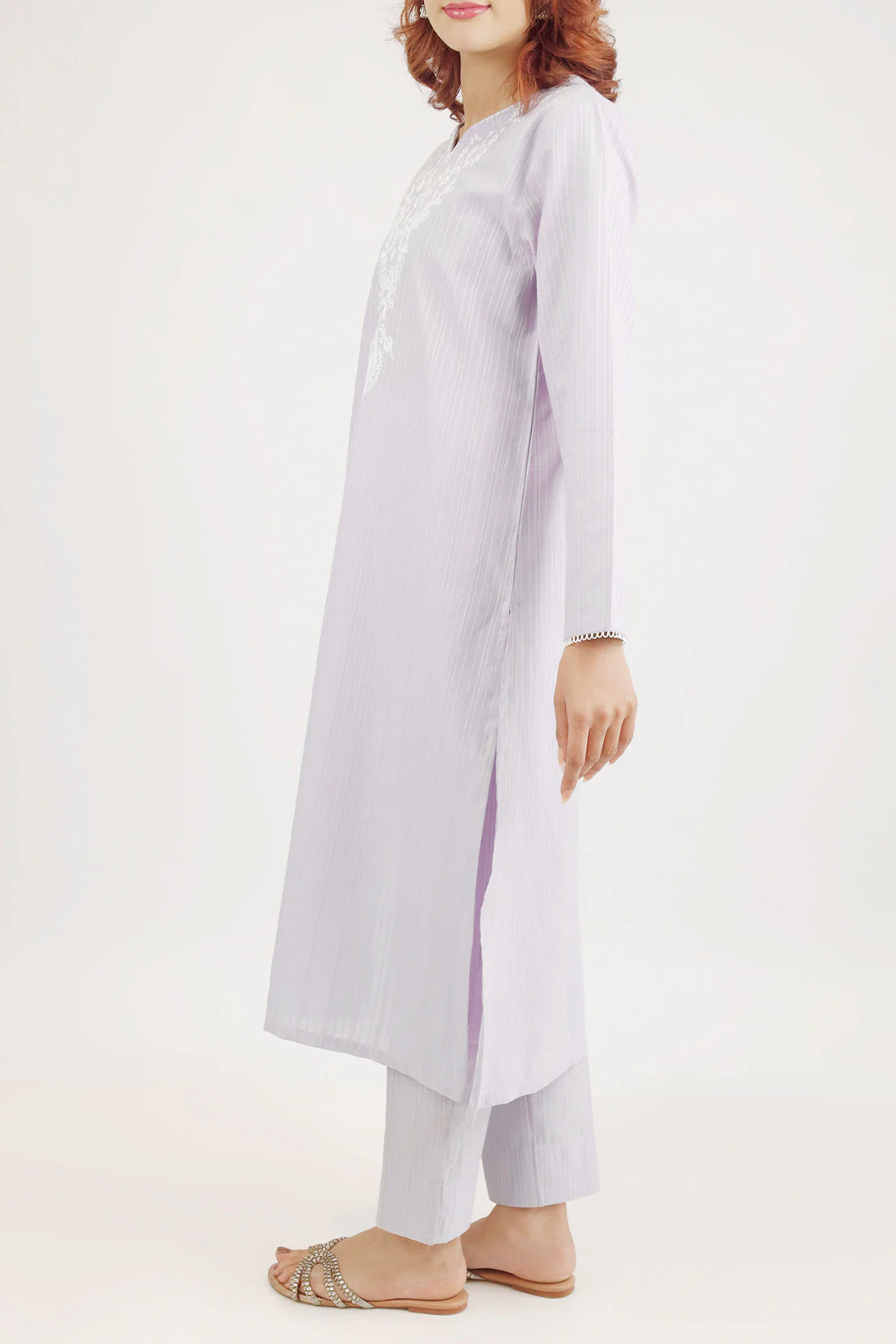 Embroidered Cotton Jacquard Stitched 2 Piece (Shirt/Trouser) - Image 4