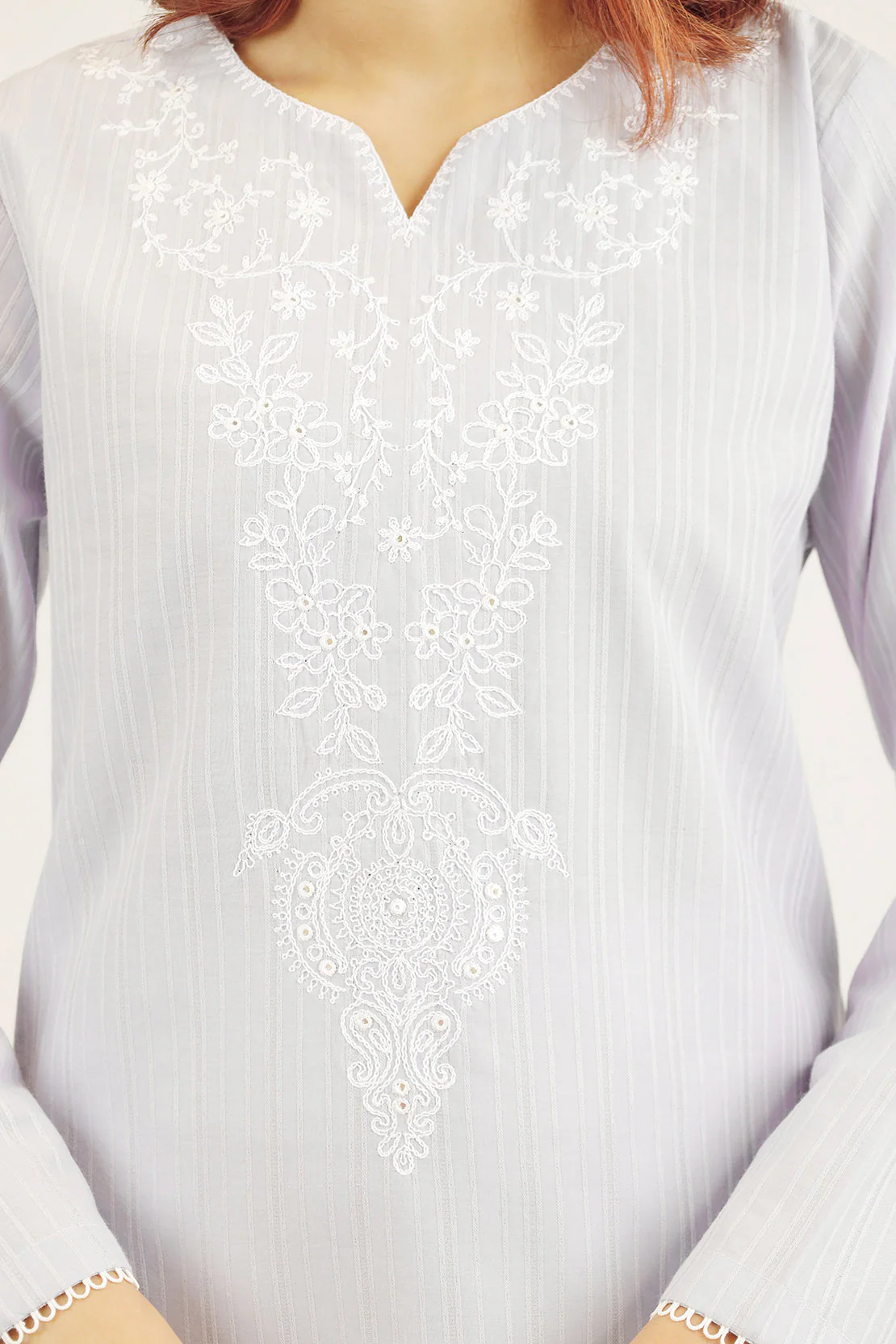 Embroidered Cotton Jacquard Stitched 2 Piece (Shirt/Trouser) - Image 5