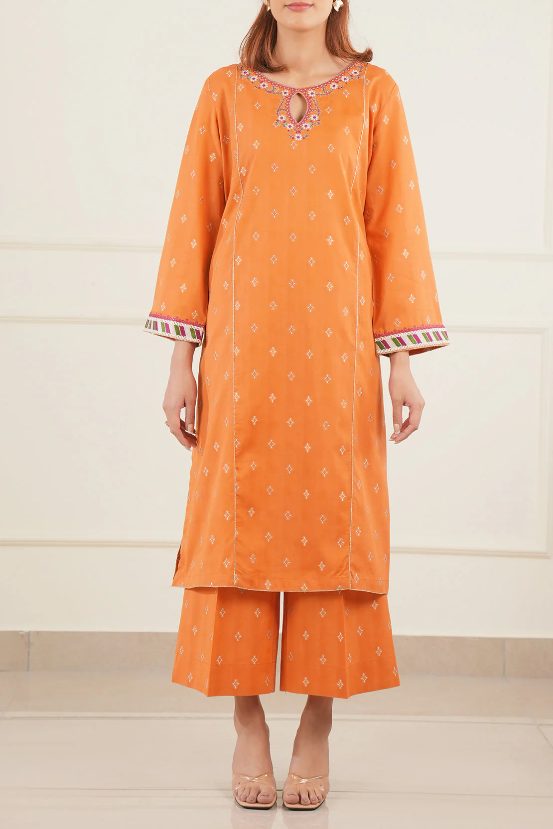 Embroidered Cotton Jacquard Stitched 2 Piece (Shirt/Trouser) - Image 3