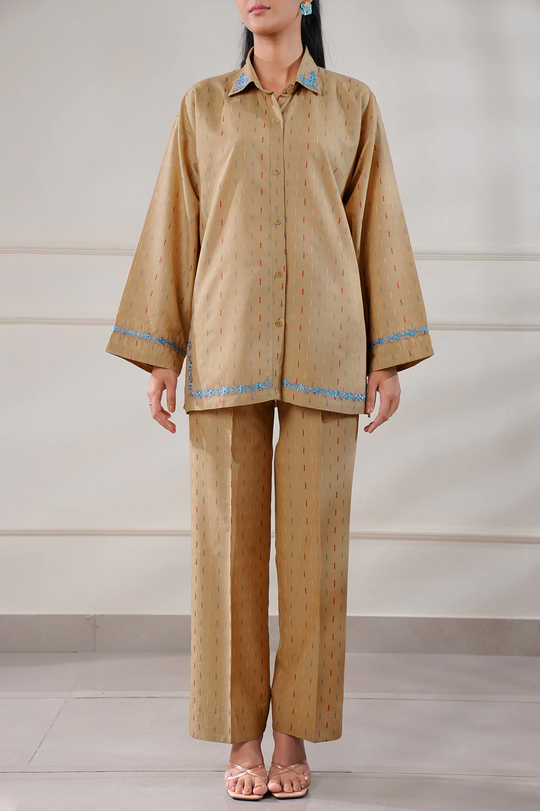 Embroidered Cotton Jacquard Stitched 2 Piece (Shirt/Trouser) - Image 3