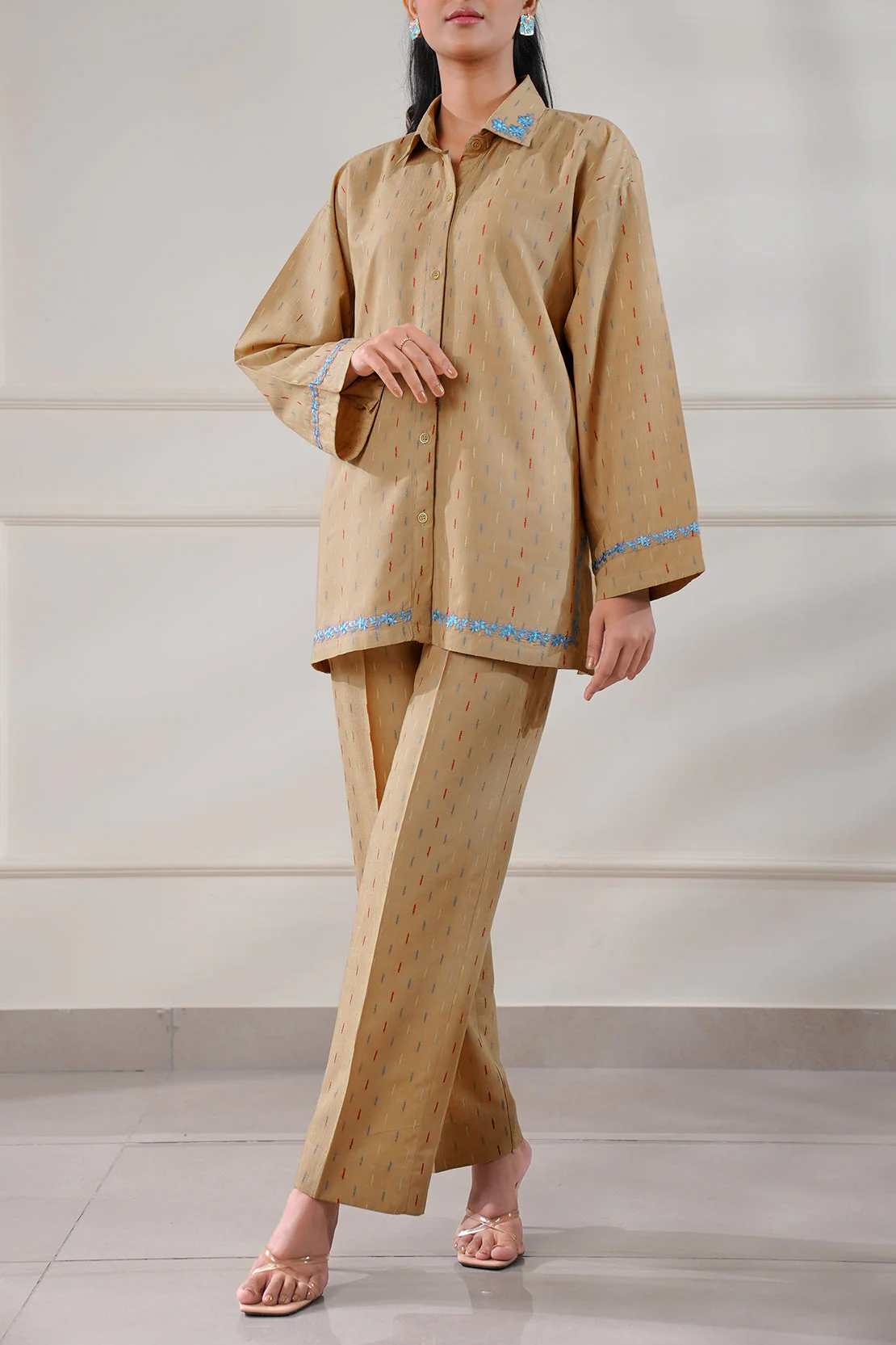 Embroidered Cotton Jacquard Stitched 2 Piece (Shirt/Trouser) - Image 5