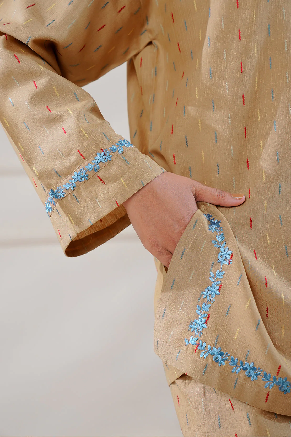 Embroidered Cotton Jacquard Stitched 2 Piece (Shirt/Trouser) - Image 6