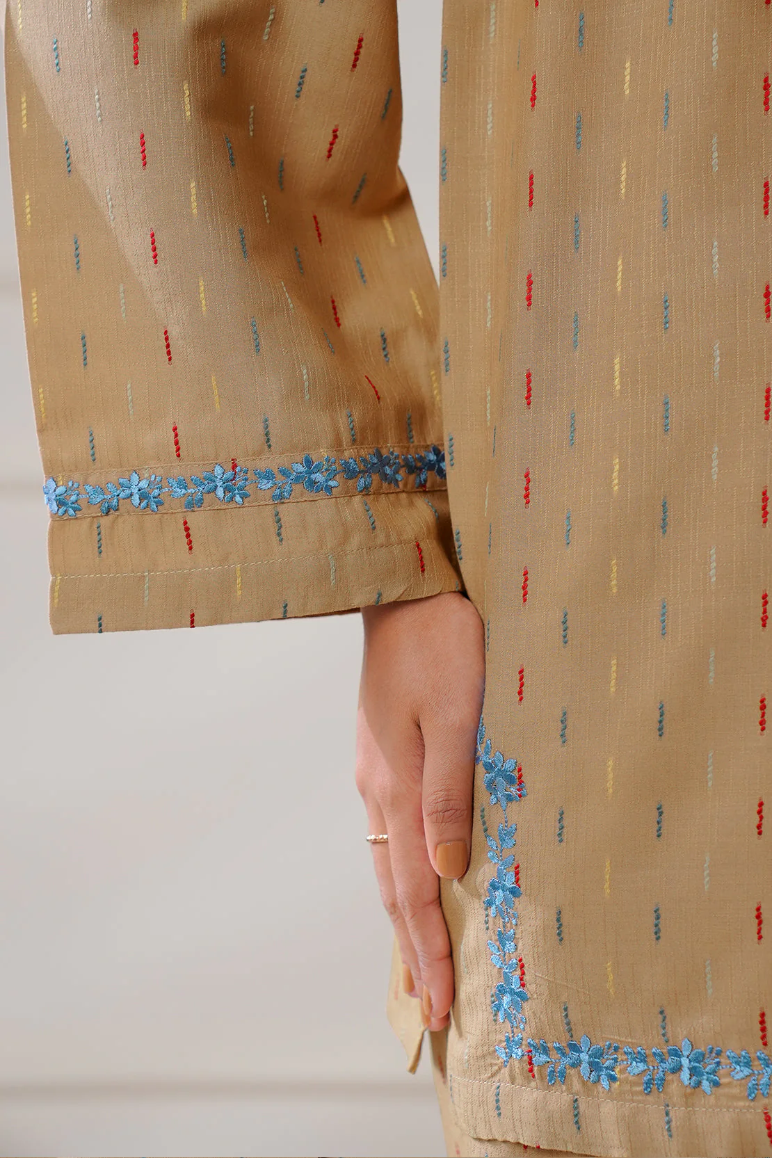 Embroidered Cotton Jacquard Stitched 2 Piece (Shirt/Trouser) - Image 7
