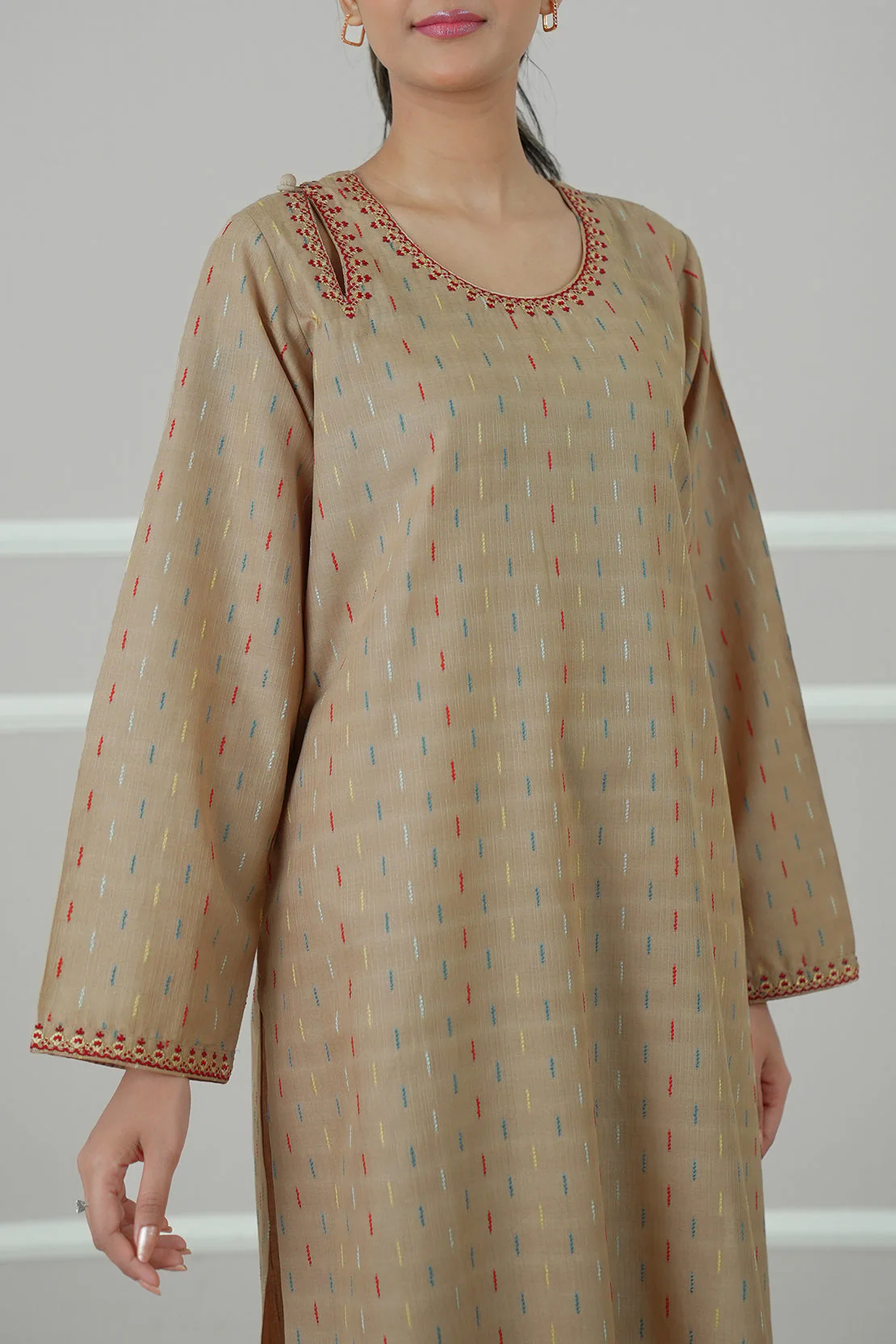 Embroidered Cotton Jacquard Stitched 2 Piece (Shirt/Trouser)