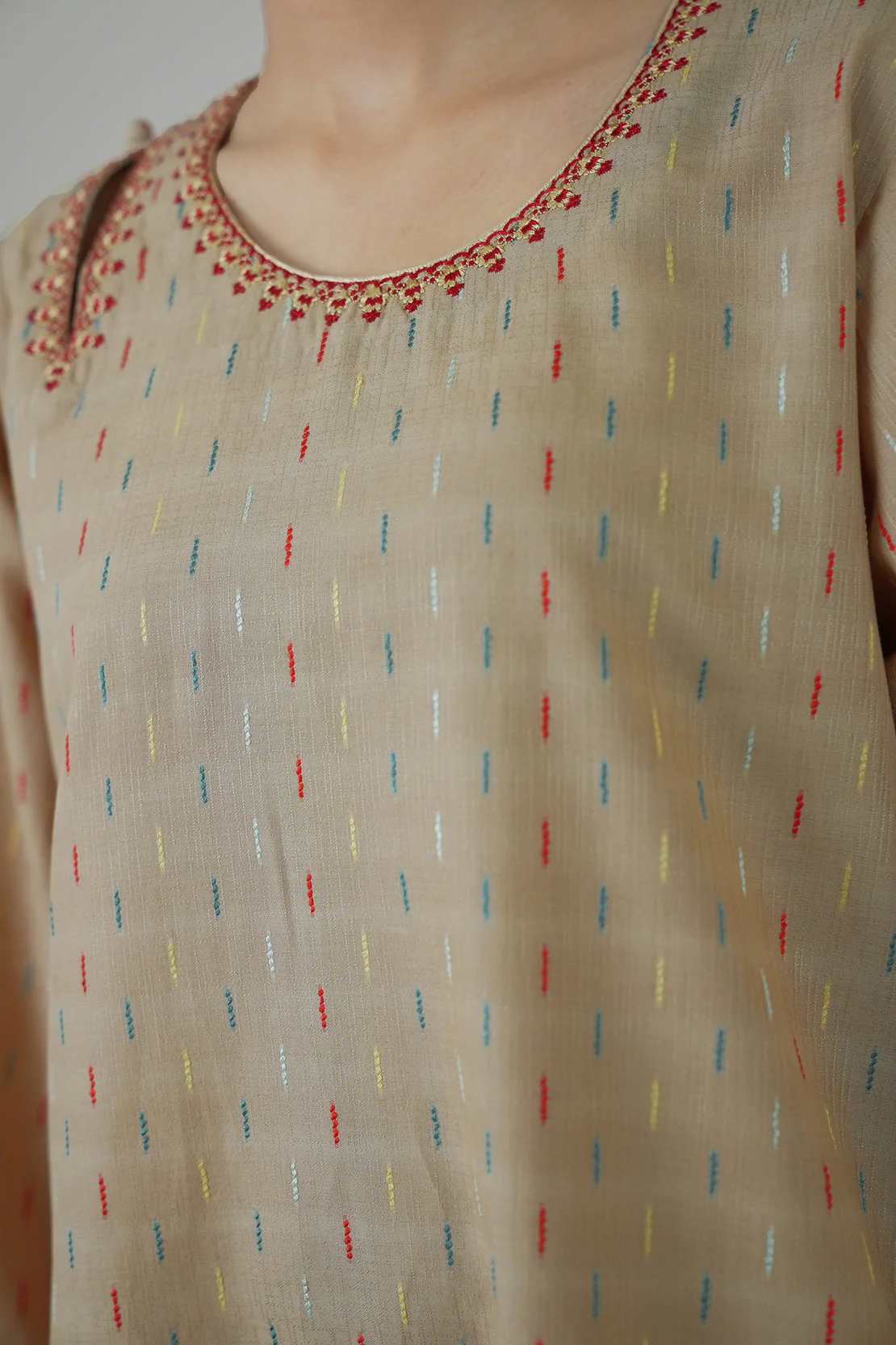 Embroidered Cotton Jacquard Stitched 2 Piece (Shirt/Trouser) - Image 5