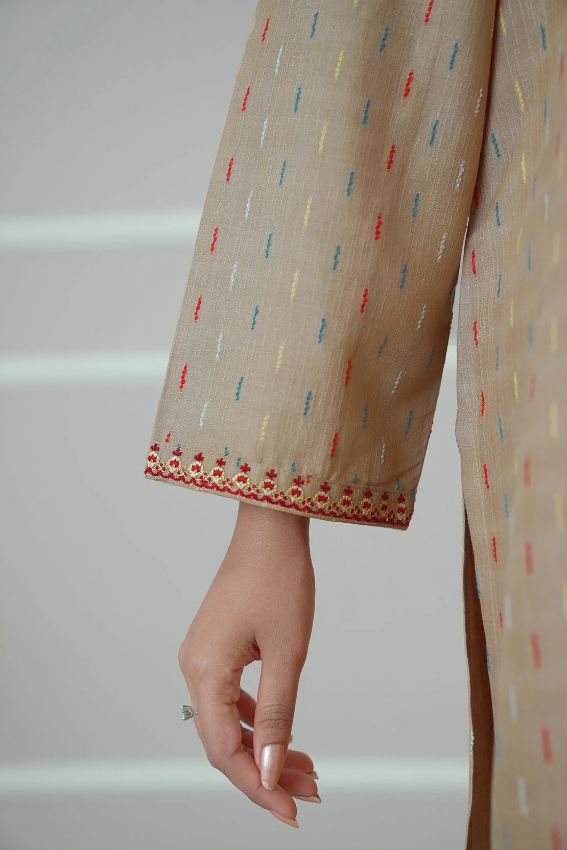 Embroidered Cotton Jacquard Stitched 2 Piece (Shirt/Trouser) - Image 6