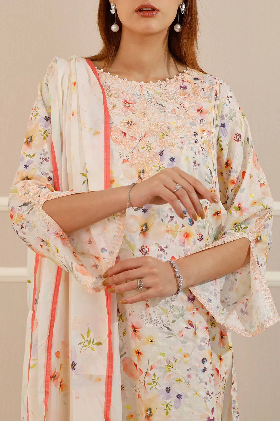 Embroidered Cotton Jacquard Stitched 2 Piece (Shirt/Trouser)