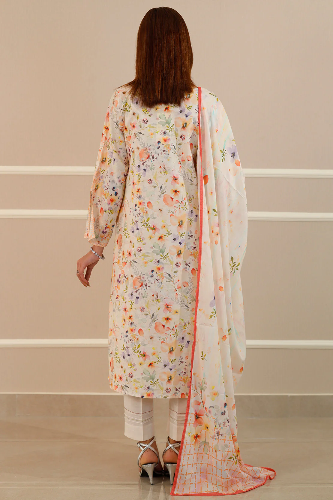 Embroidered Cotton Jacquard Stitched 2 Piece (Shirt/Trouser) - Image 4