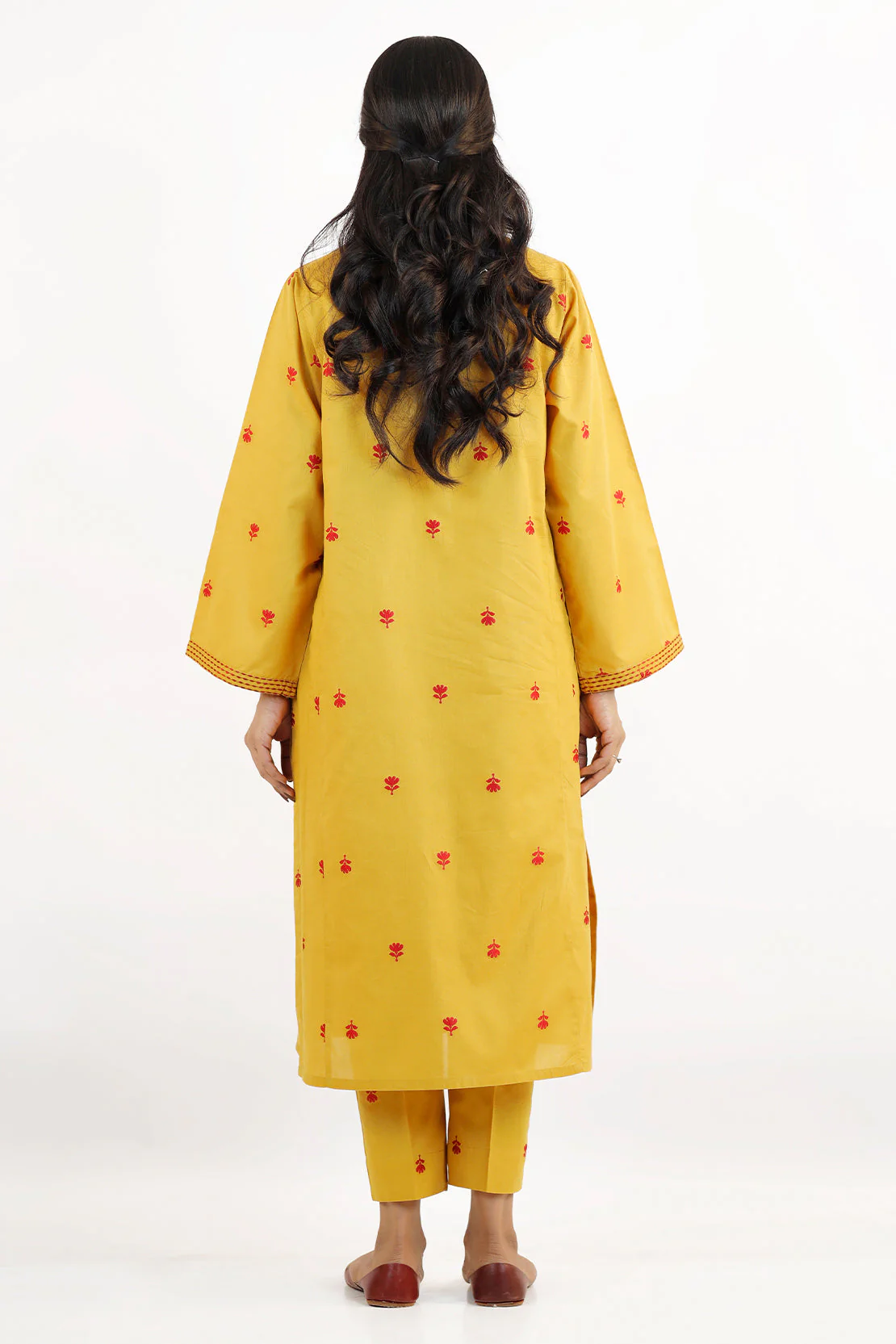 Embroidered Cotton Jacquard Stitched 2 Piece (Shirt/Trouser) - Image 4
