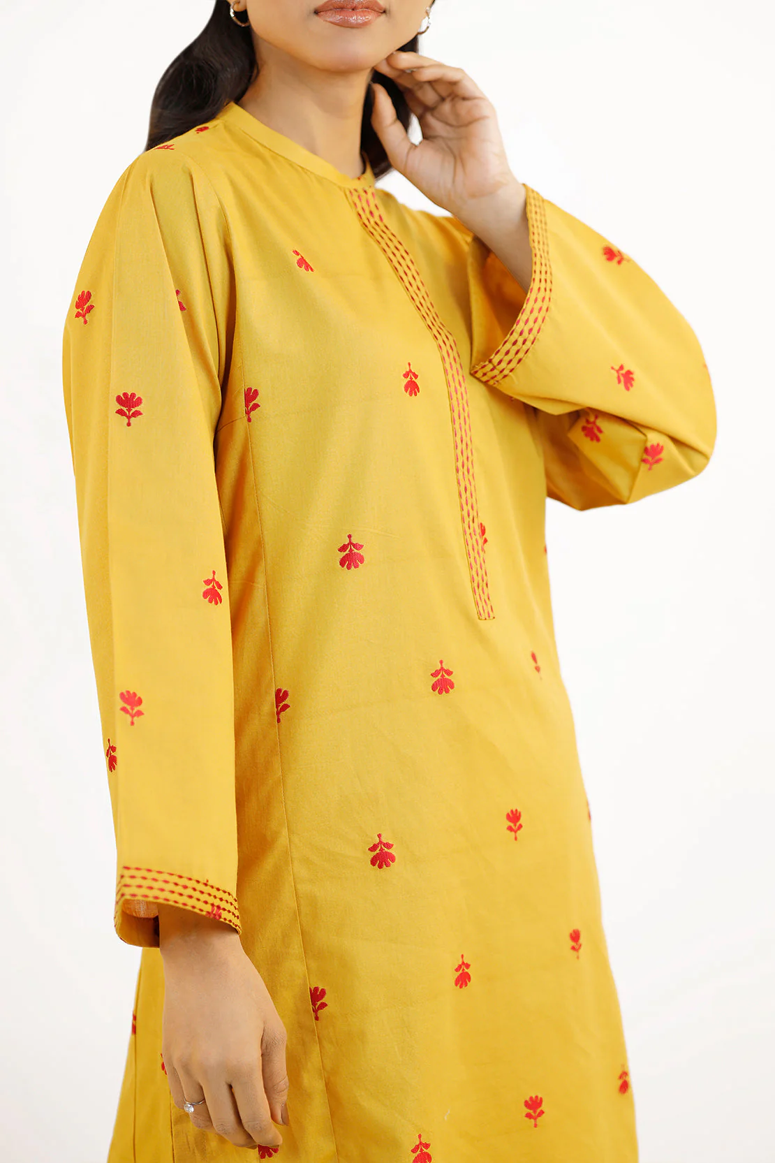 Embroidered Cotton Jacquard Stitched 2 Piece (Shirt/Trouser) - Image 5