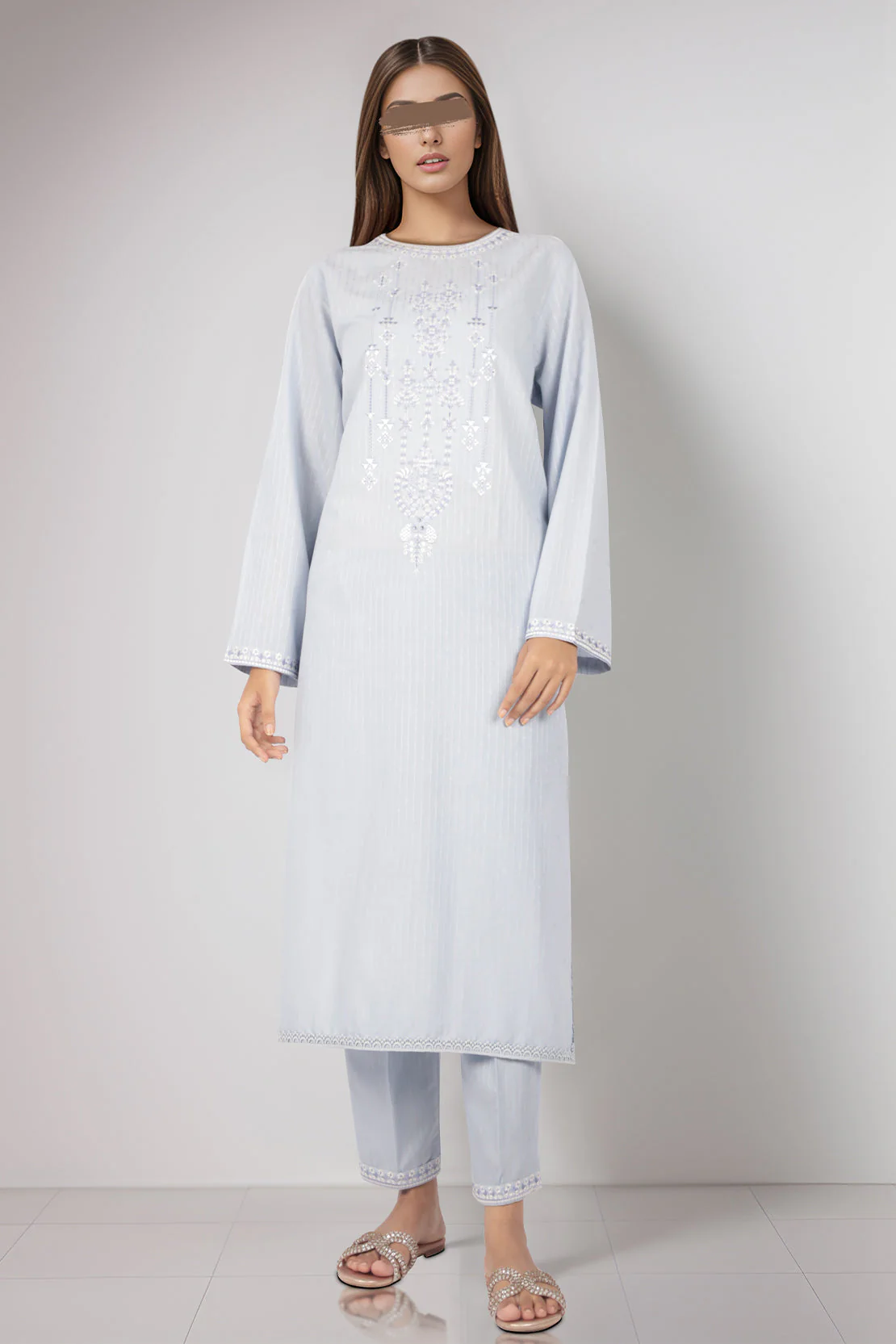 Embroidered Cotton Jacquard Stitched 2 Piece (Shirt/Trouser)