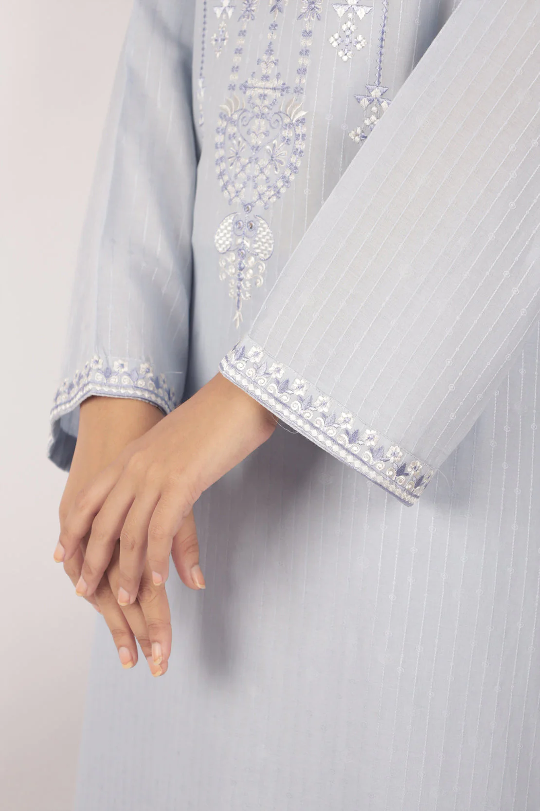 Embroidered Cotton Jacquard Stitched 2 Piece (Shirt/Trouser) - Image 4