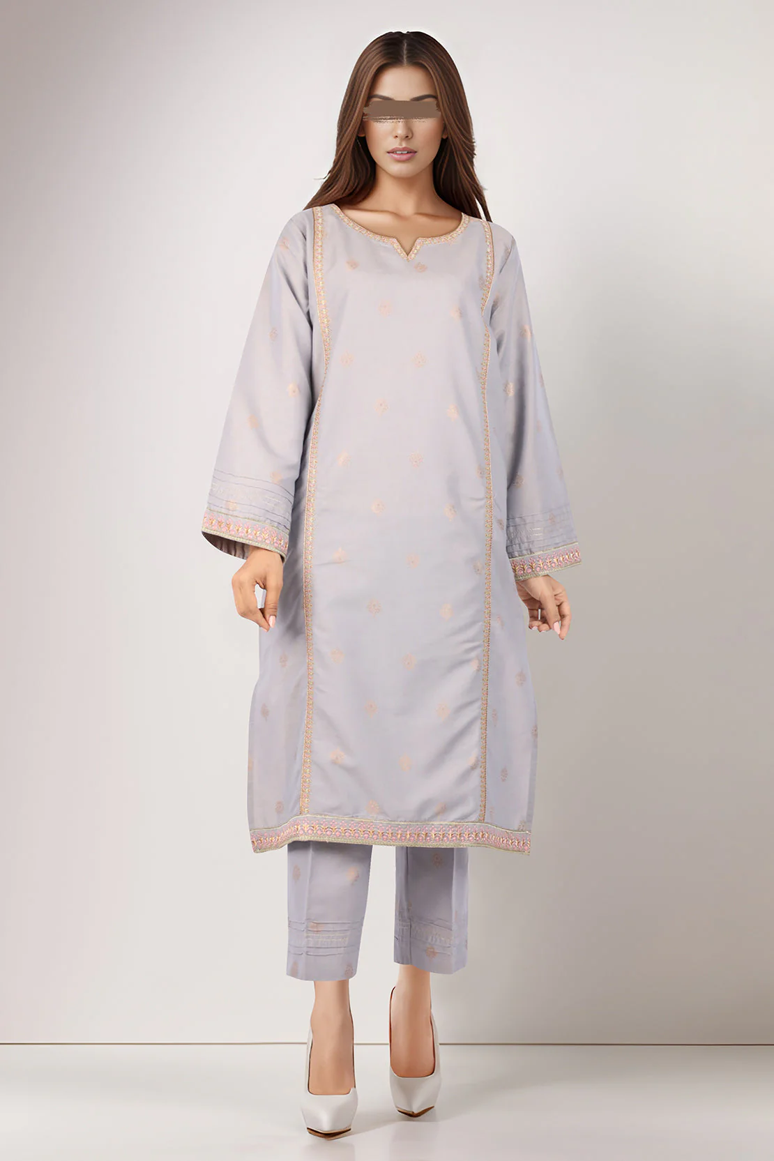 Embroidered Cotton Jacquard Stitched 2 Piece (Shirt/Trouser)