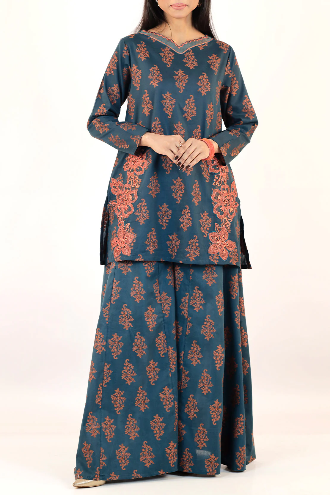 Embroidered Cotton Jacquard Stitched 2 Piece (Shirt/Trouser)