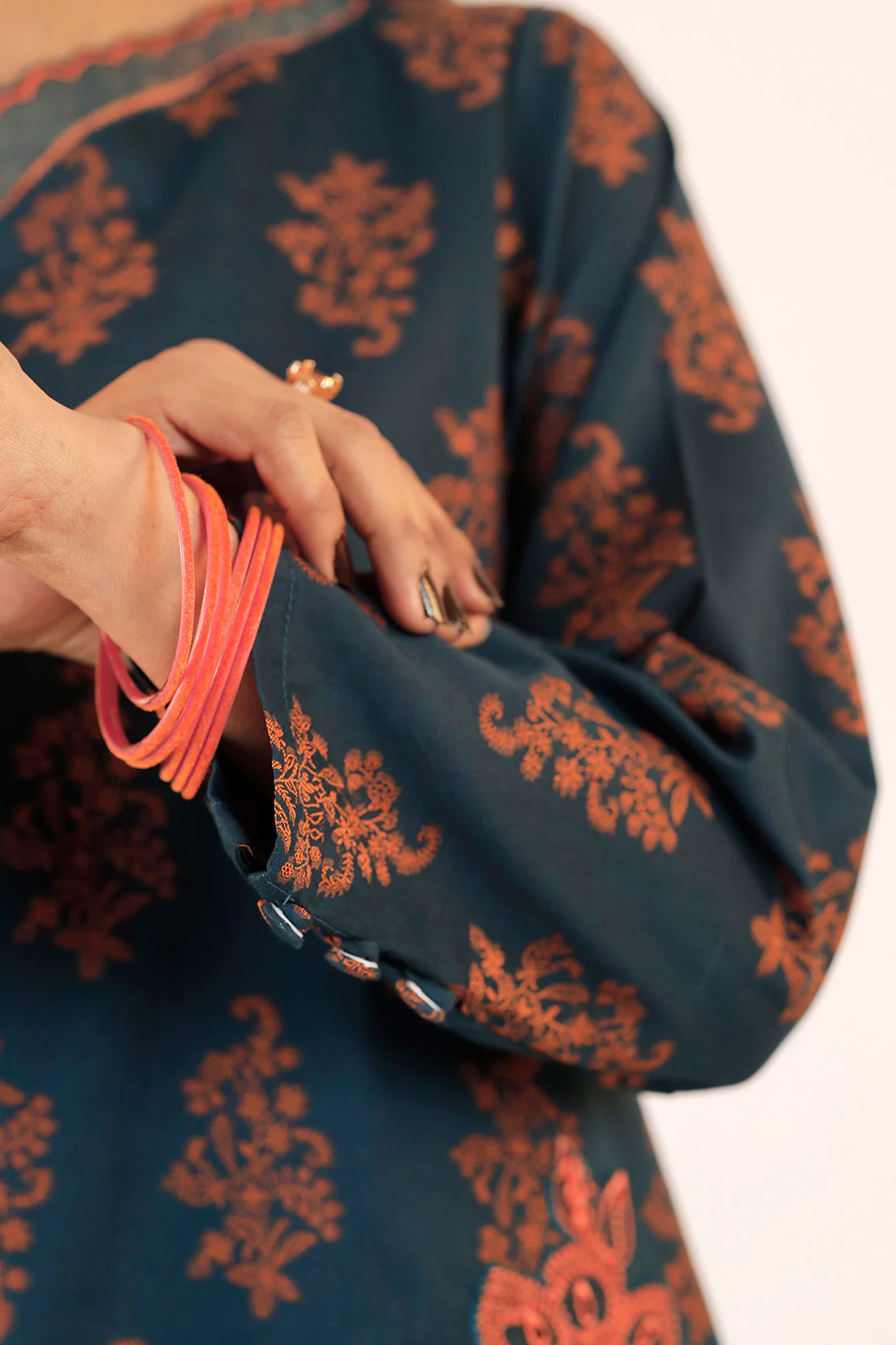 Embroidered Cotton Jacquard Stitched 2 Piece (Shirt/Trouser) - Image 3