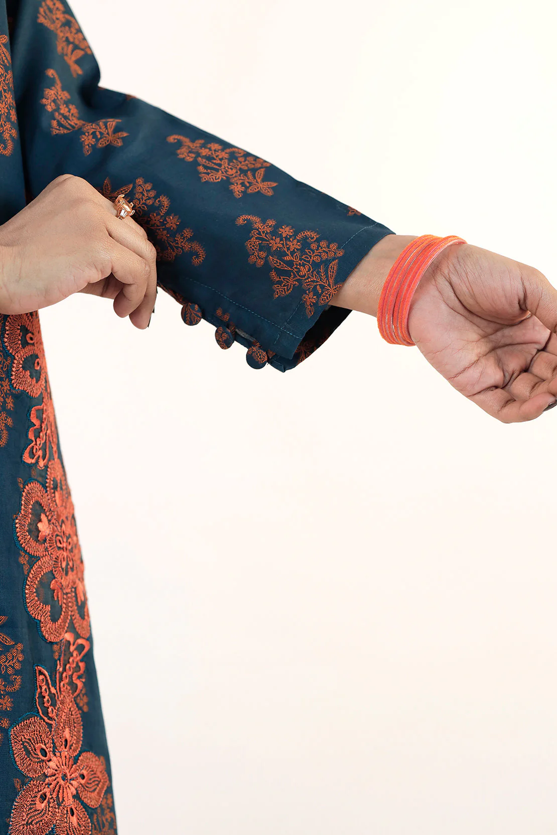 Embroidered Cotton Jacquard Stitched 2 Piece (Shirt/Trouser) - Image 4