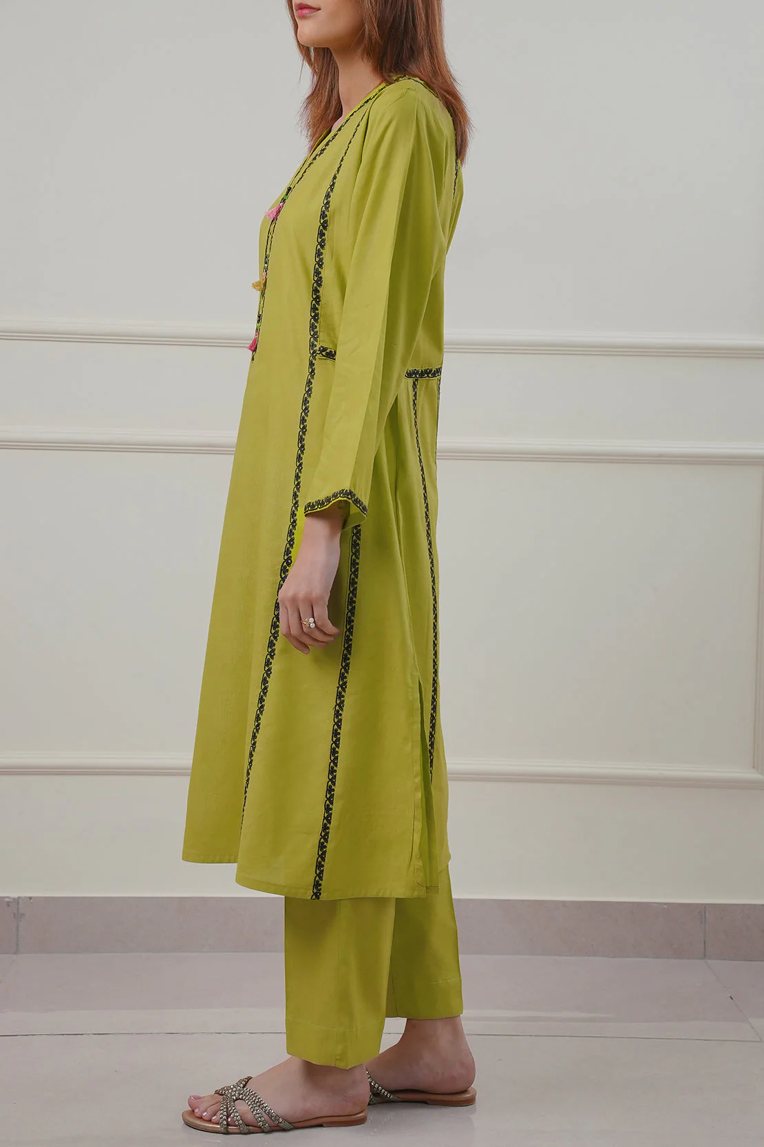 Embroidered Cotton Jacquard Stitched 2 Piece (Shirt/Trouser) - Image 4
