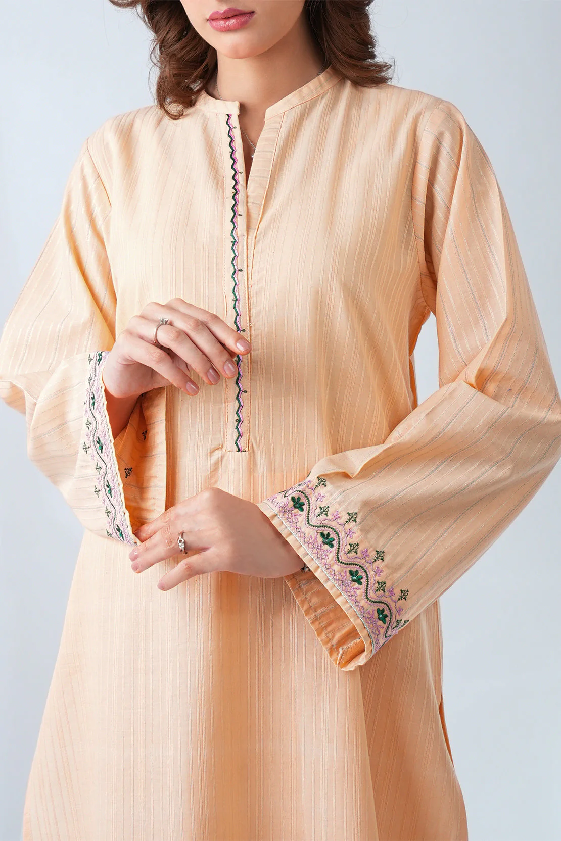 Embroidered Cotton Jacquard Stitched 2 Piece (Shirt/Trouser)