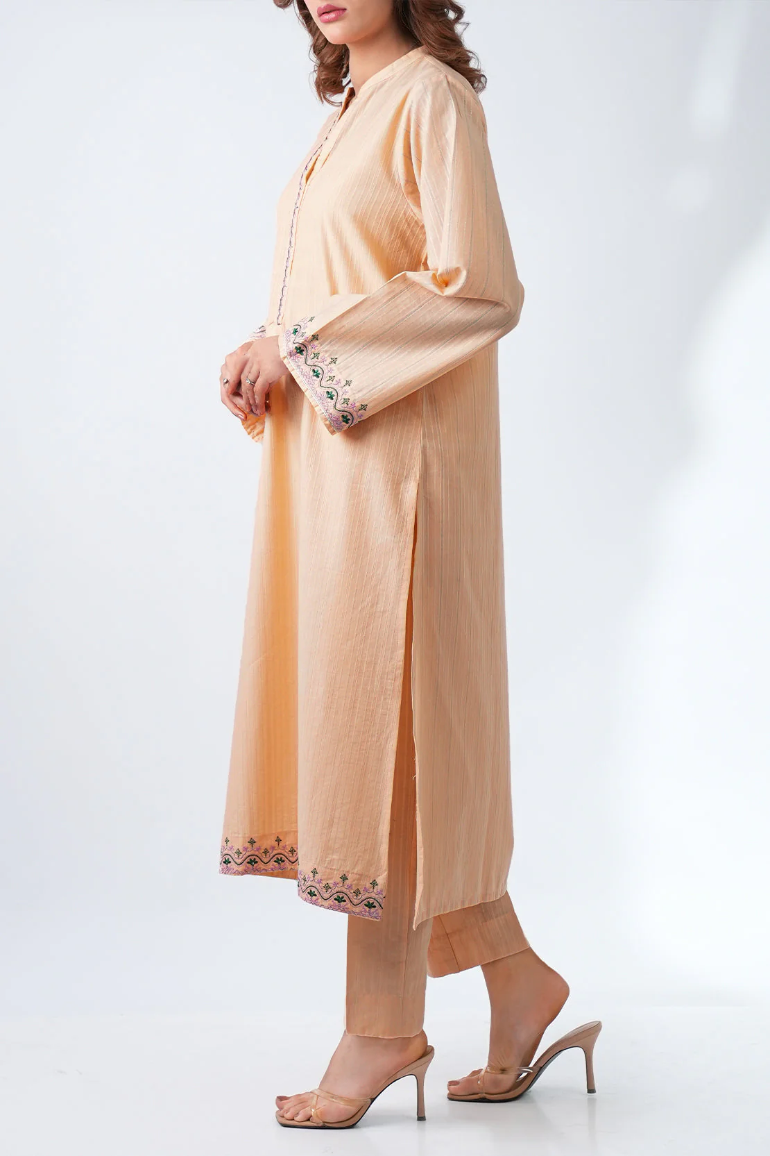 Embroidered Cotton Jacquard Stitched 2 Piece (Shirt/Trouser) - Image 4