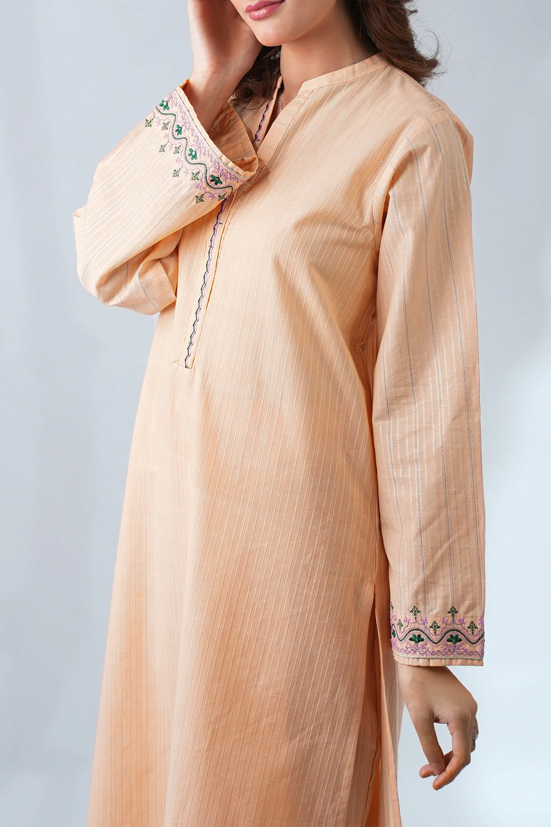 Embroidered Cotton Jacquard Stitched 2 Piece (Shirt/Trouser) - Image 5