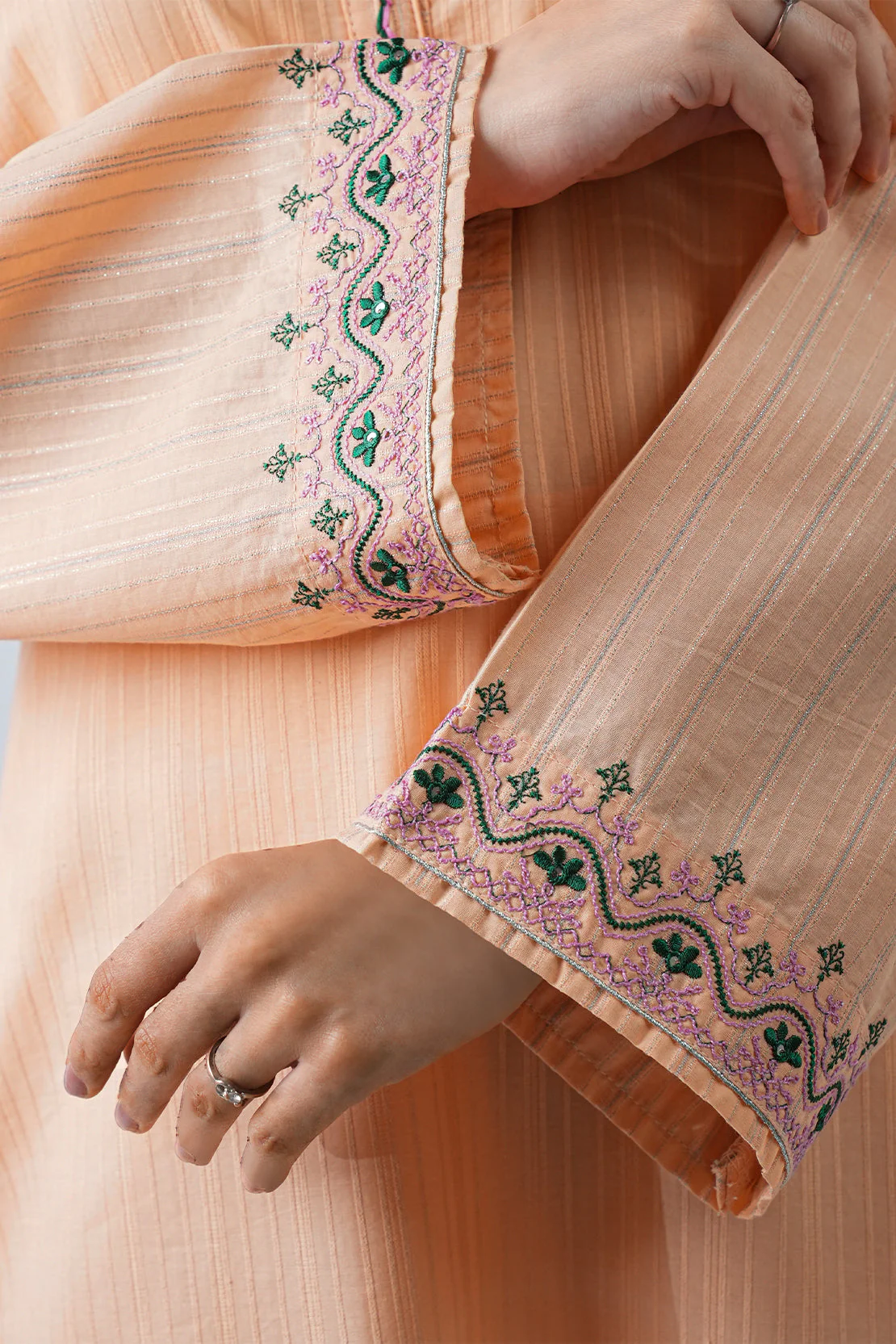 Embroidered Cotton Jacquard Stitched 2 Piece (Shirt/Trouser) - Image 7