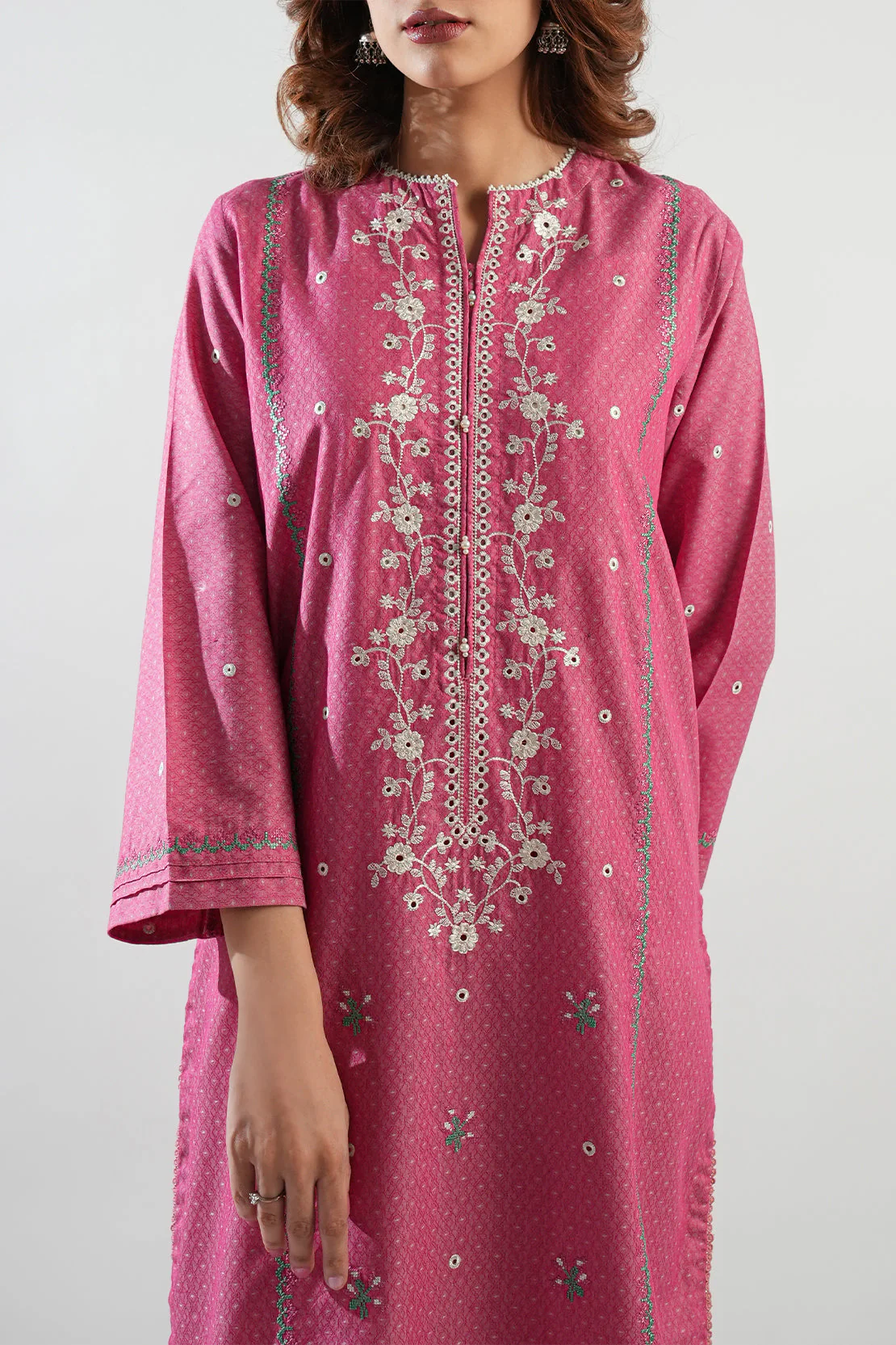 Embroidered Cotton Jacquard Stitched 2 Piece (Shirt/Trouser) - Image 5