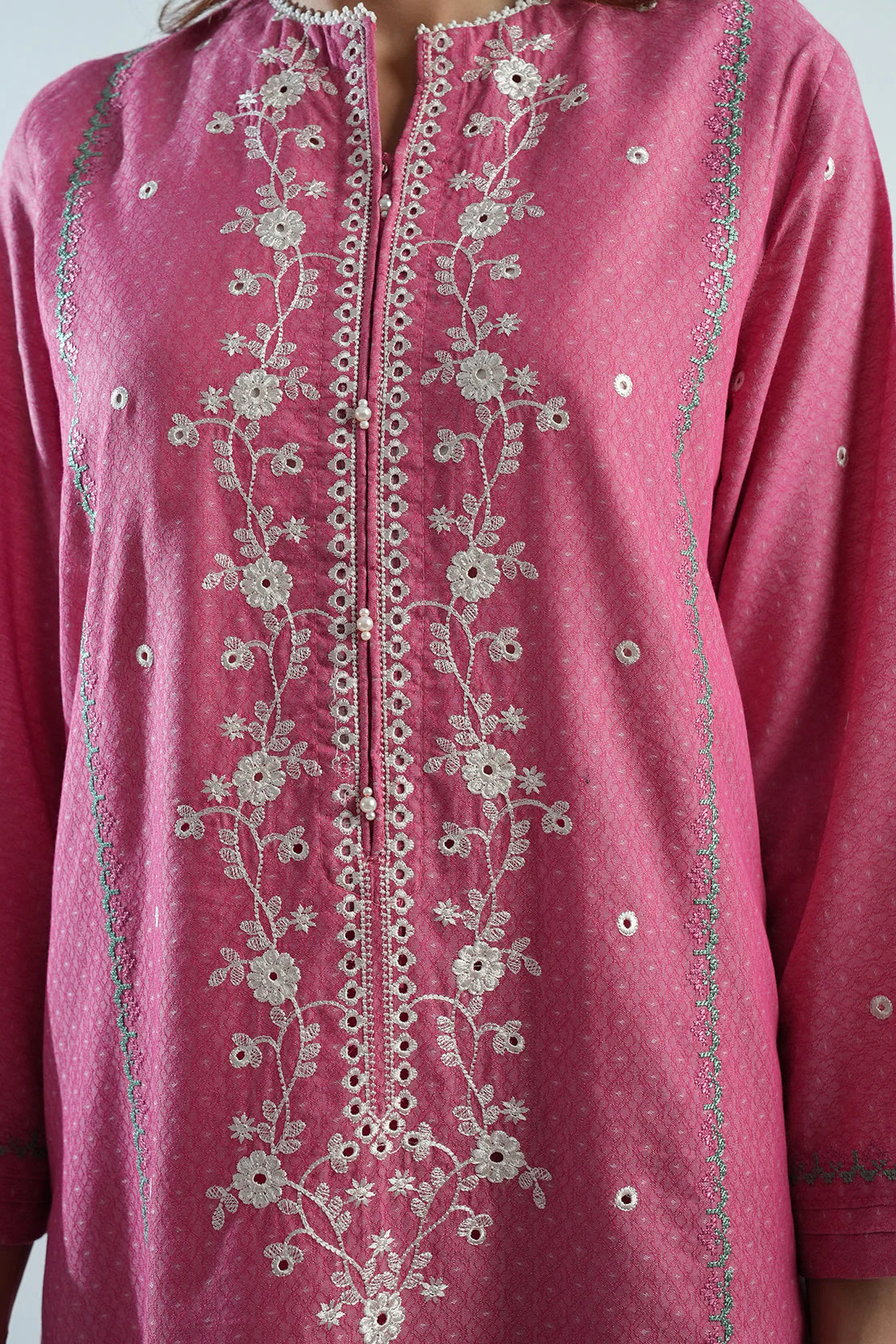 Embroidered Cotton Jacquard Stitched 2 Piece (Shirt/Trouser) - Image 6
