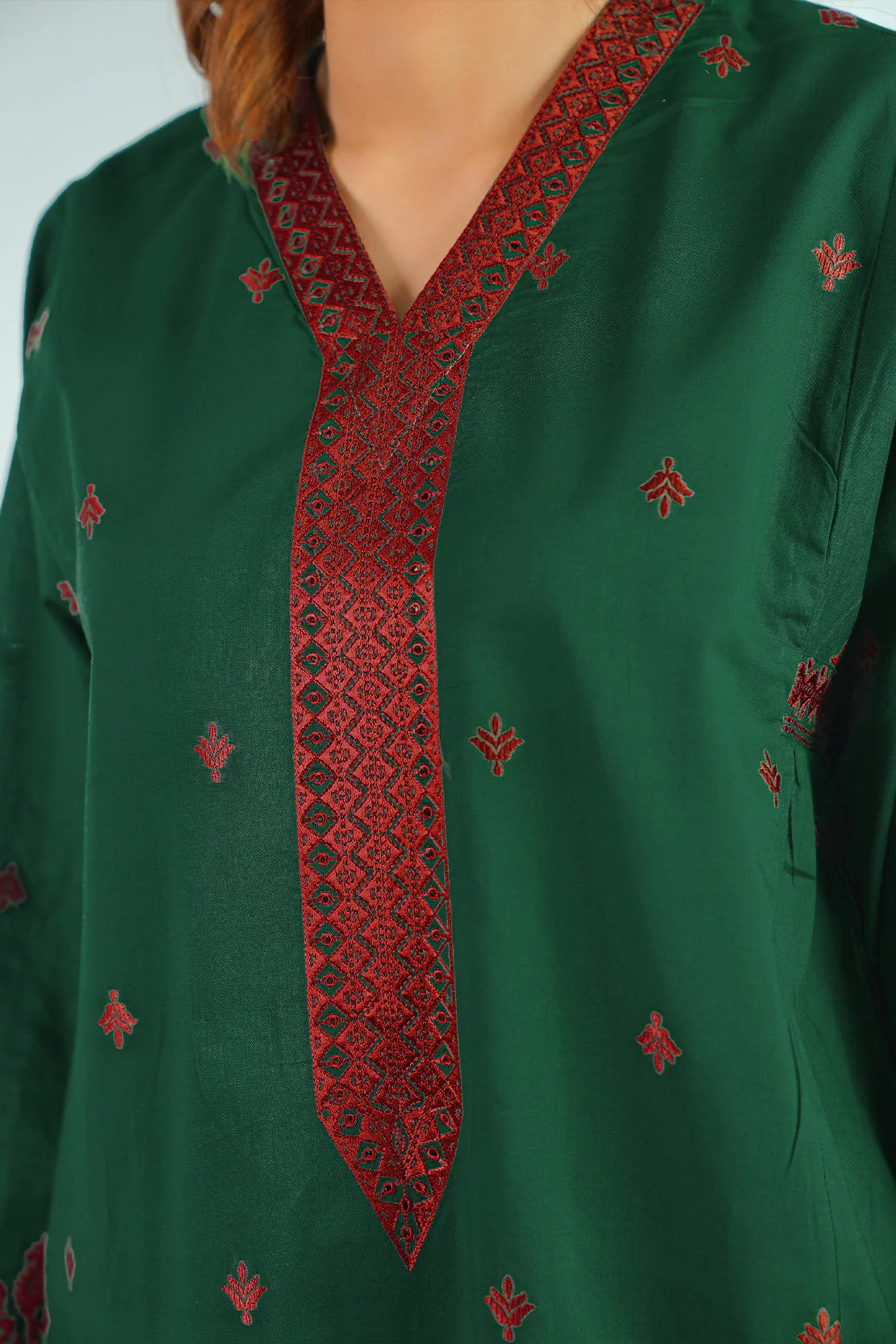 Embroidered Cotton Jacquard Stitched 2 Piece (Shirt/Trouser) - Image 6