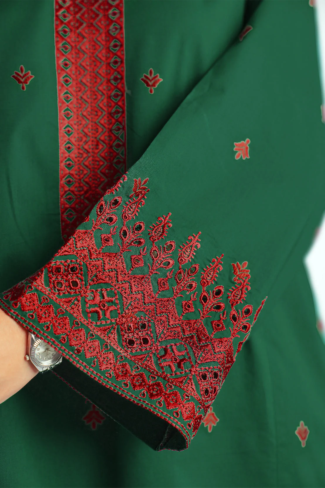 Embroidered Cotton Jacquard Stitched 2 Piece (Shirt/Trouser) - Image 7