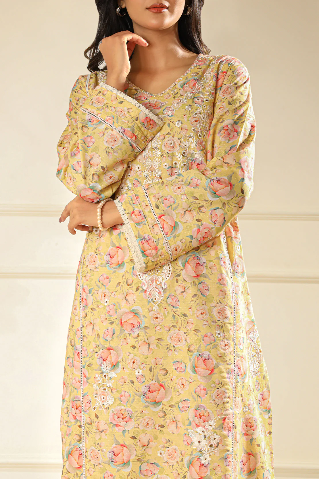 Embroidered Cotton Jacquard Stitched 2 piece (Shirt/Trouser) - Image 6