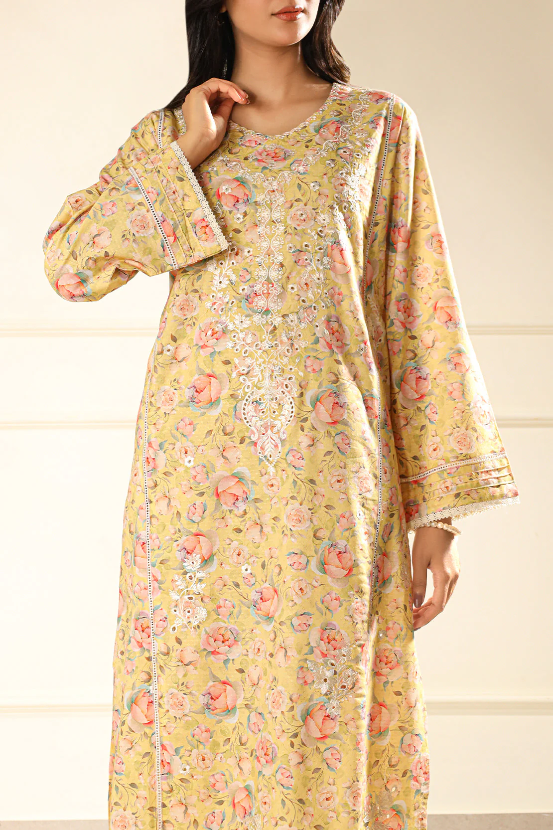 Embroidered Cotton Jacquard Stitched 2 piece (Shirt/Trouser) - Image 7