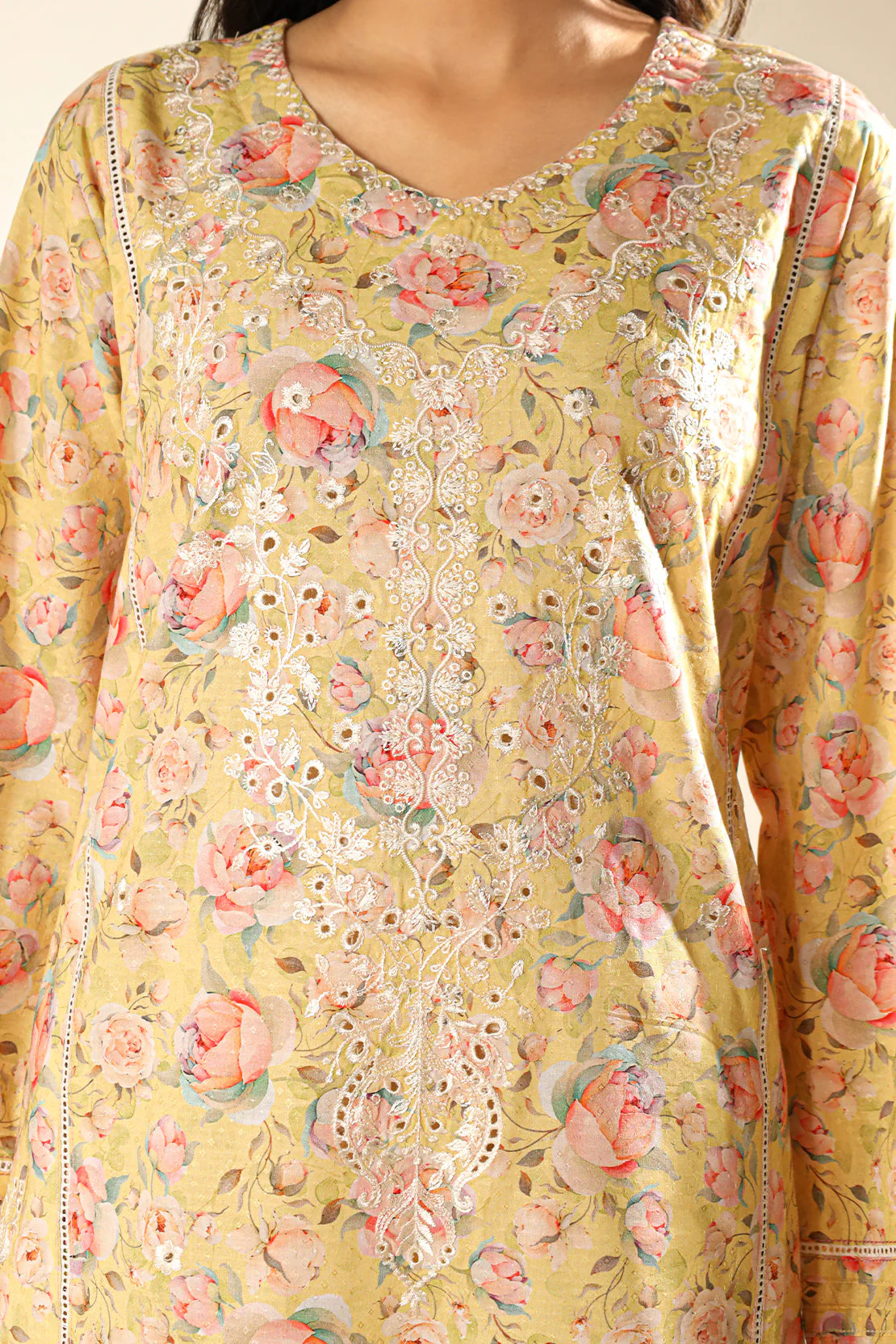 Embroidered Cotton Jacquard Stitched 2 piece (Shirt/Trouser) - Image 8