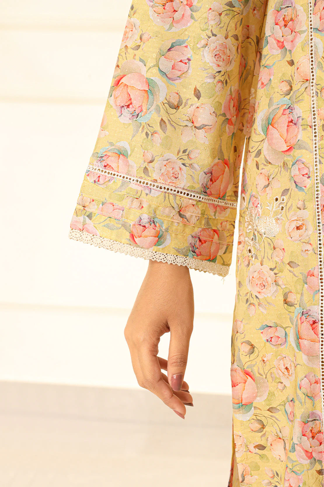 Embroidered Cotton Jacquard Stitched 2 piece (Shirt/Trouser) - Image 9